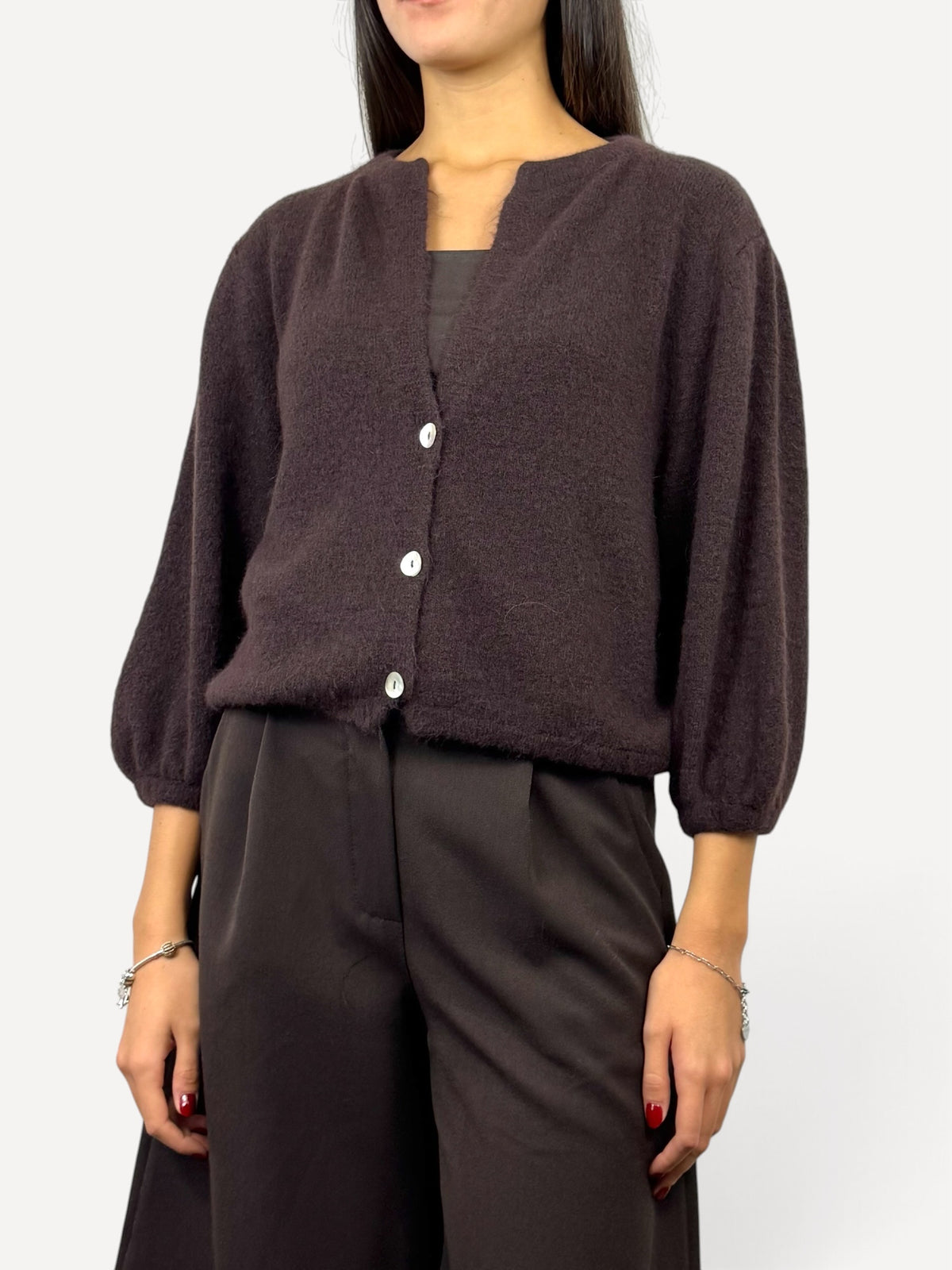 CECILE MAGLIA CARDIGAN MARRONE