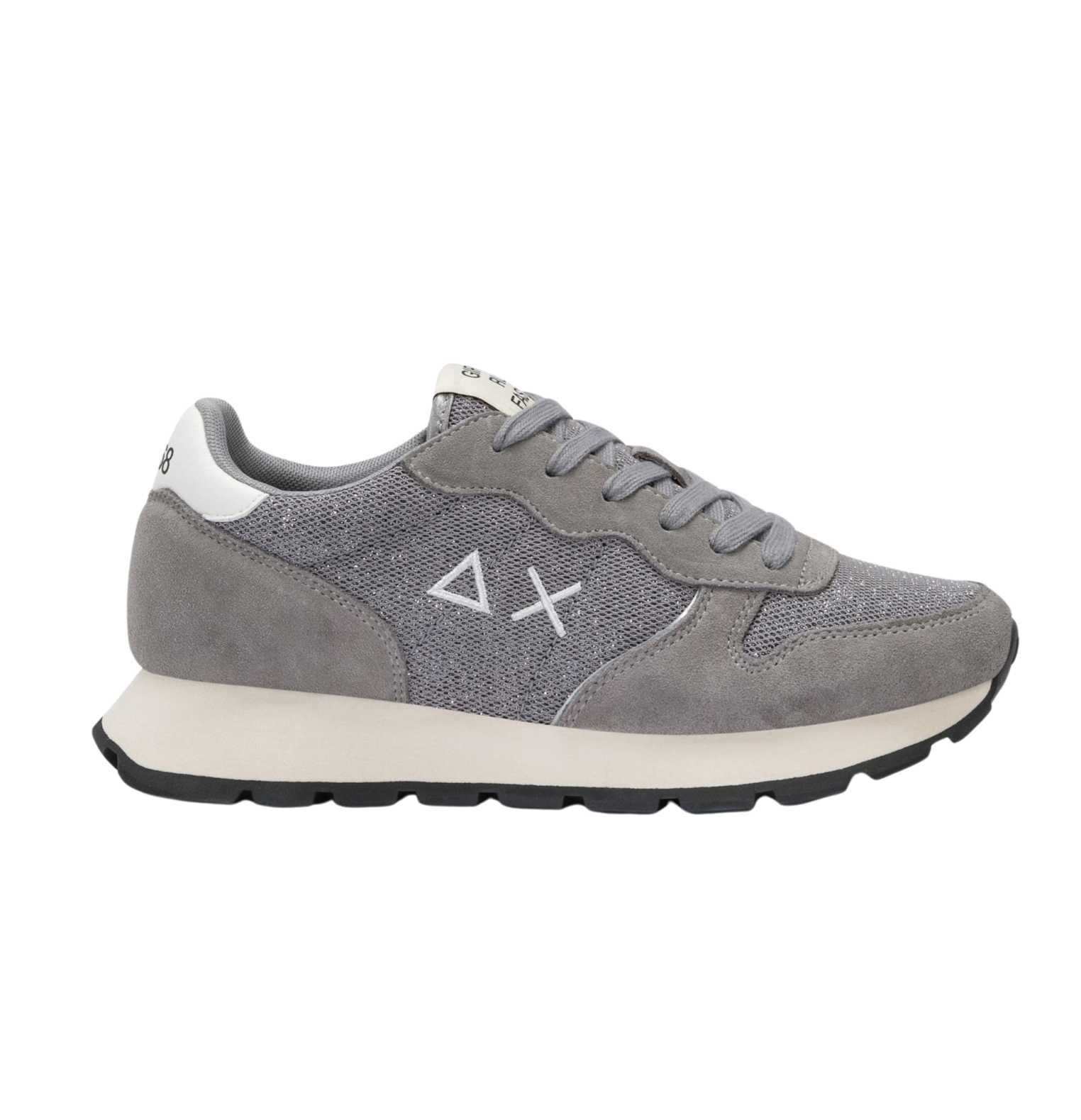 SUN68 Sneaker donna lurex e suede grigio