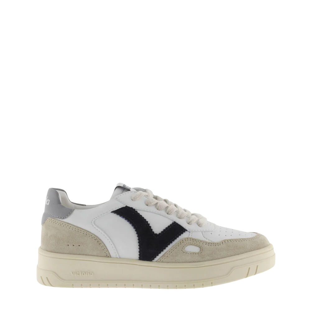 VICTORIA Sneaker uomo modello tennis materiali suede pelle bianco