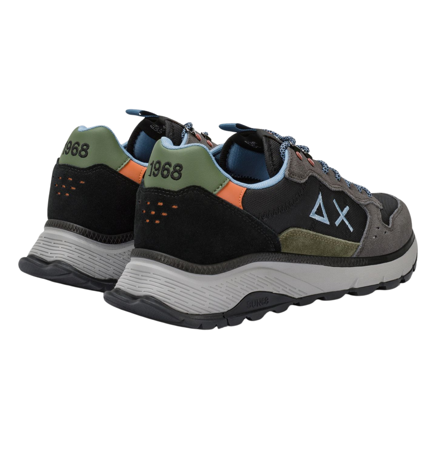 SUN68 Sneakers uomo in suede e tela nero