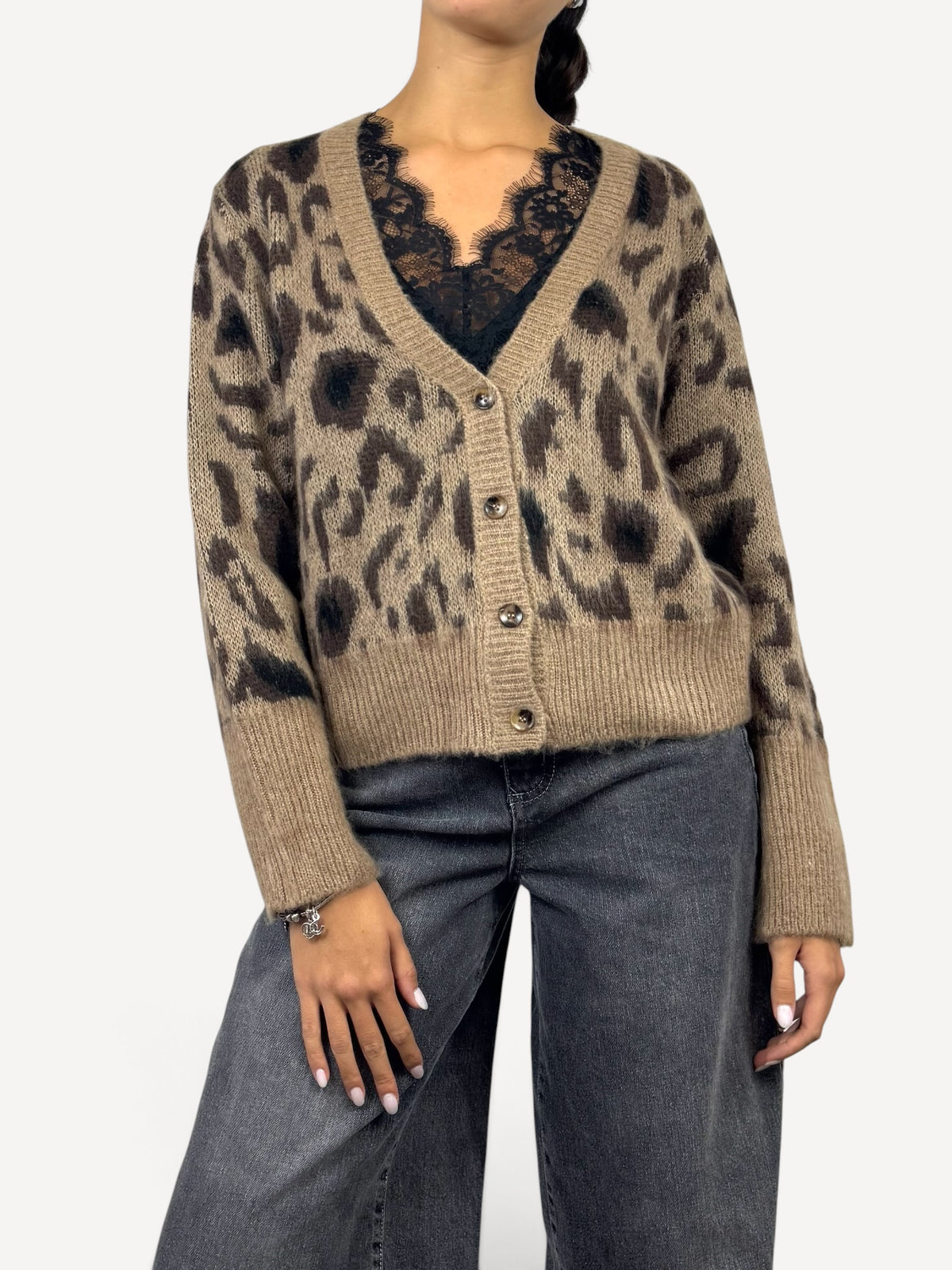 SUSY MIX CARDIGAN MACULATO CAMMELLO