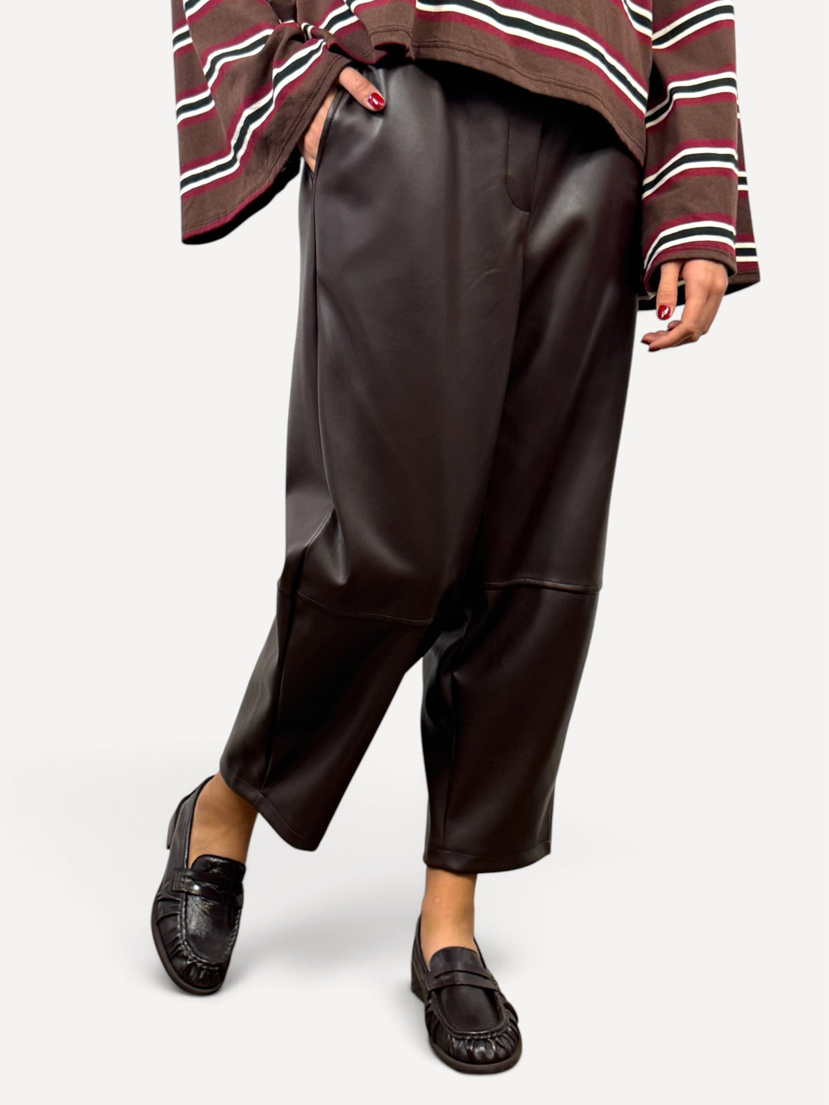 CECILE PANTALONI SIMILPELLE MORO