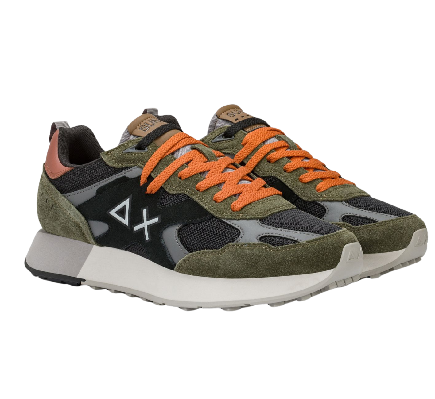 SUN68 Sneakers uomo in suede mesh militare nero