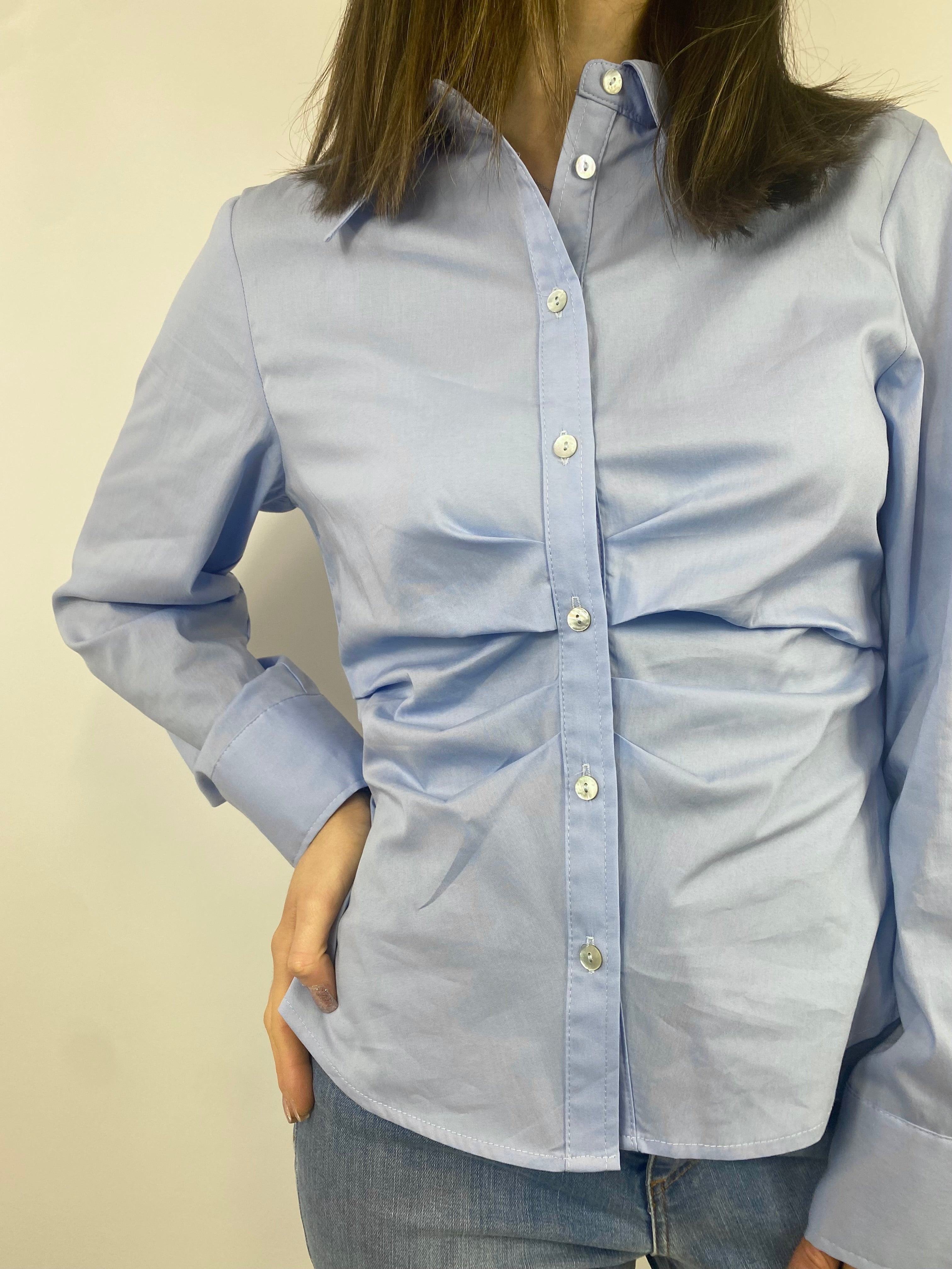 SUSY MIX CAMICIA CON ARRICCIO CELESTE