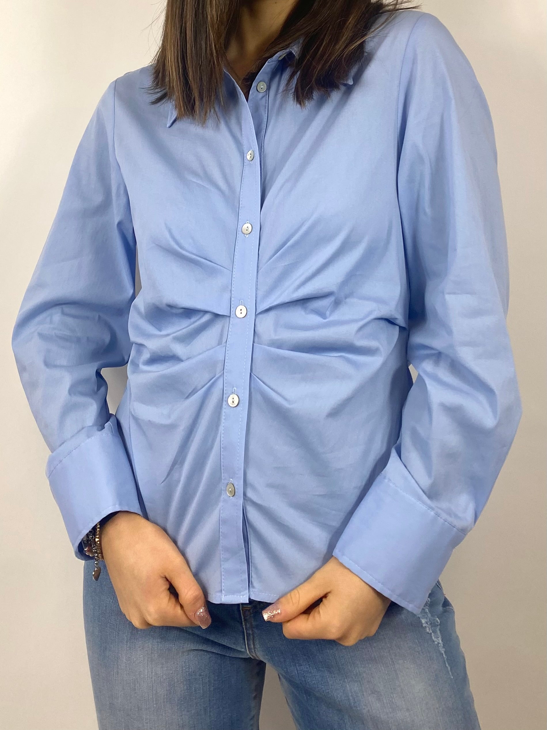 SUSY MIX CAMICIA CON ARRICCIO CELESTE