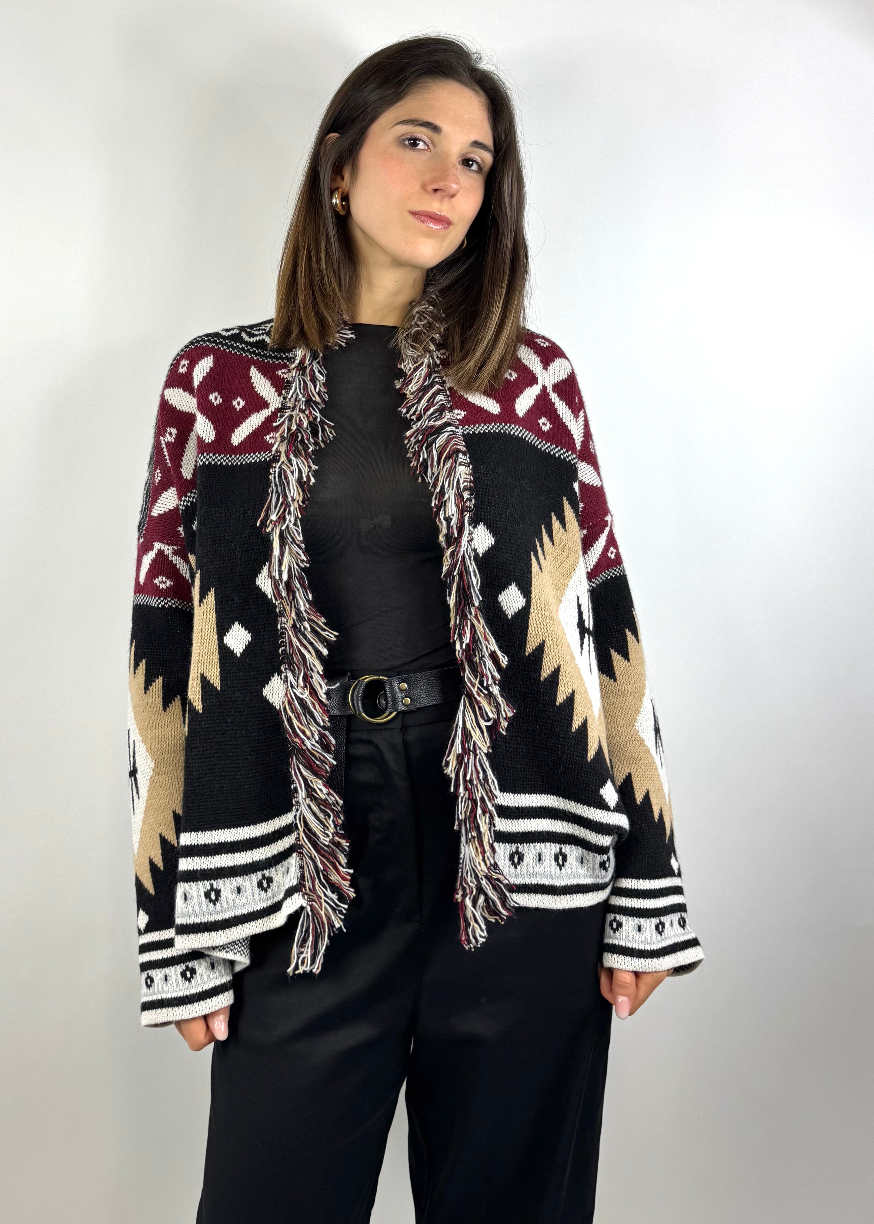 SUSY MIX CARDIGAN CORTO CON FRANGE
