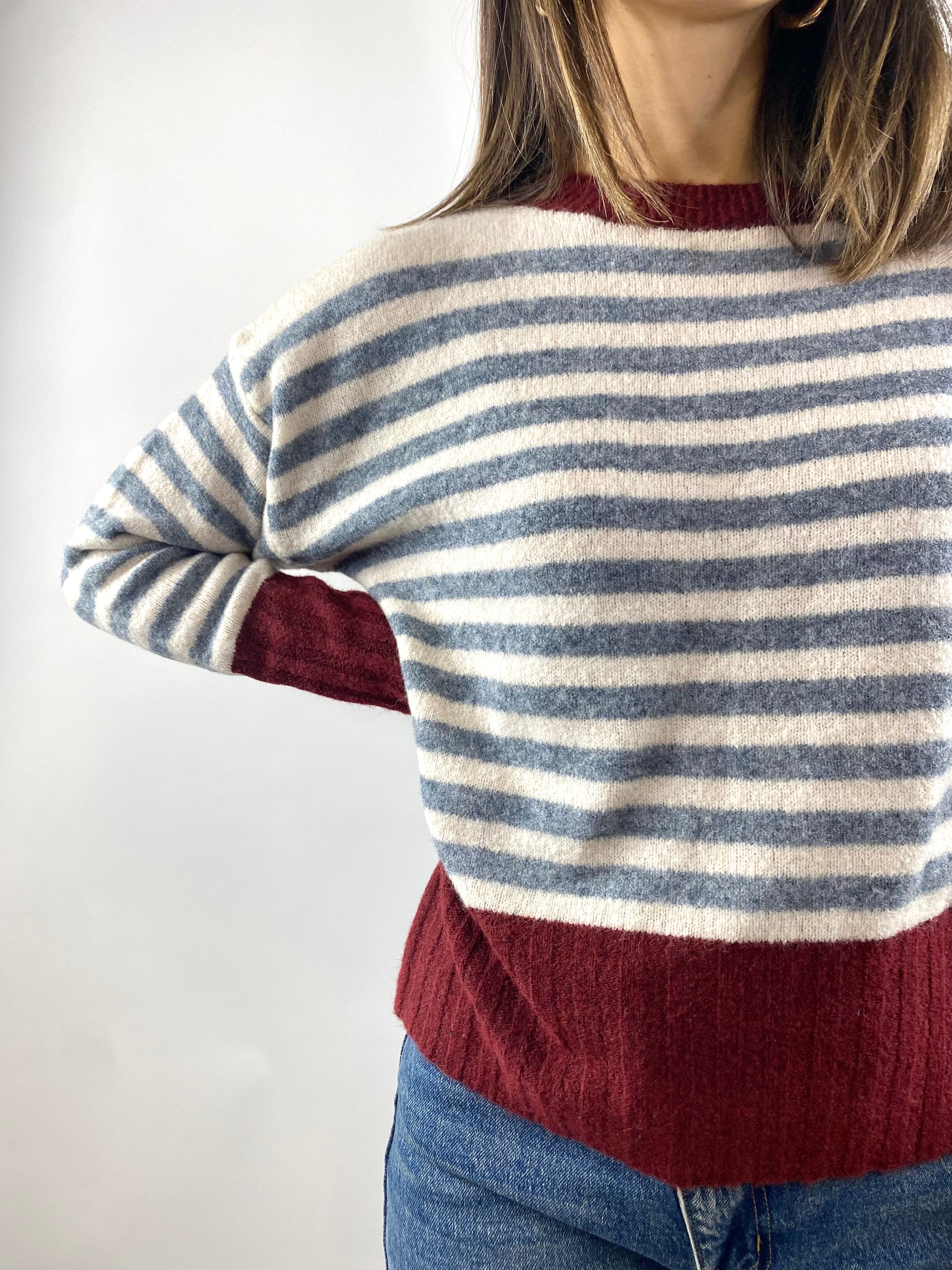 SUSY MIX  MAGLIA RIGHE BORDEAUX