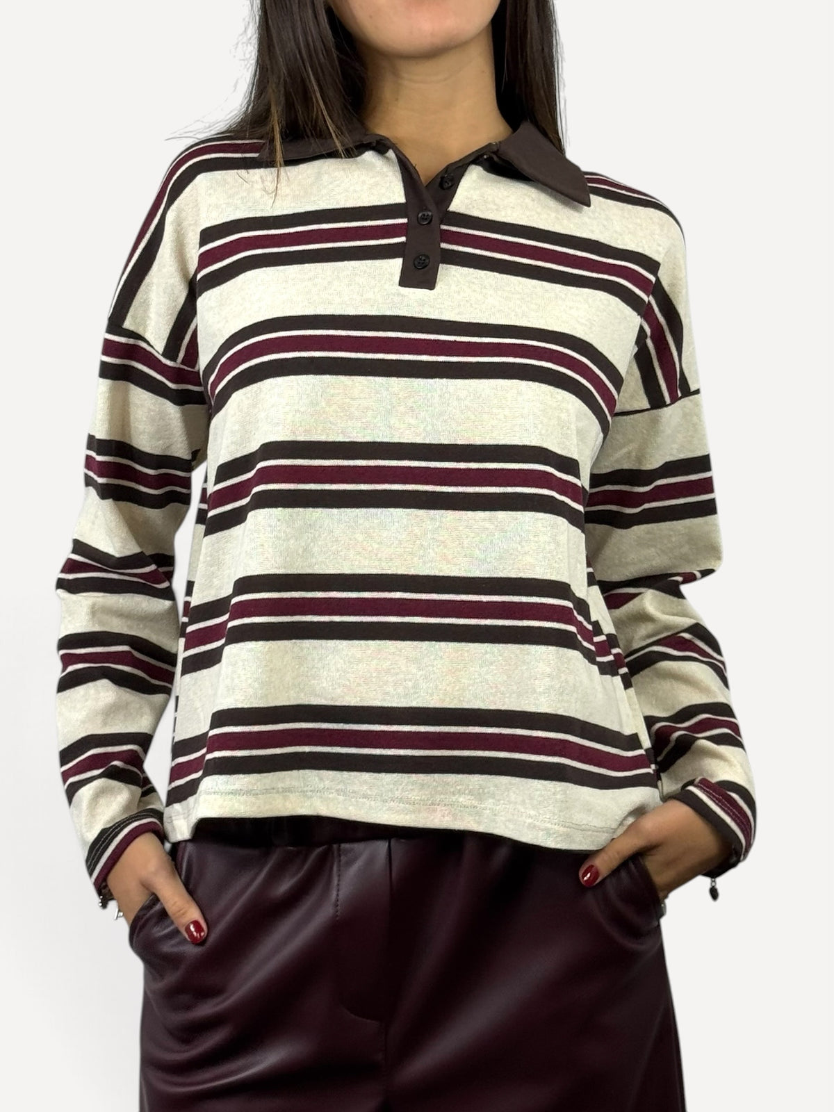 SUSY MIX MAGLIA POLO A RIGHE