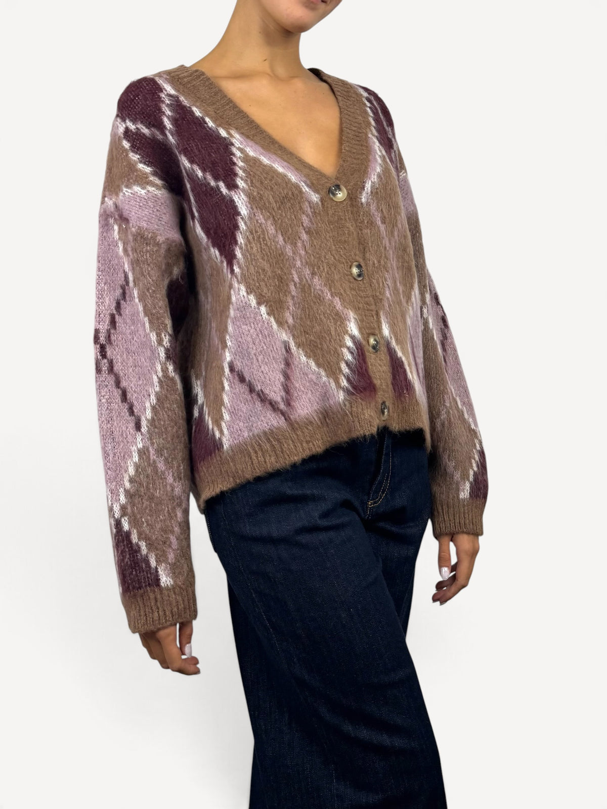 SUSY MIX CARDIGAN FANTASIA ROMBI FANGO