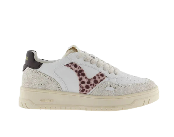 VICTORIA Sneaker donna in pelle con inserti animalier