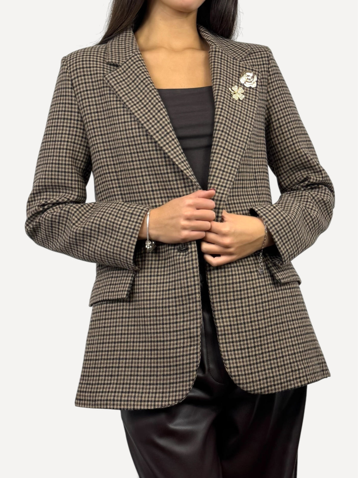 CECILE BLAZER PIED DE POULE CON SPILLE