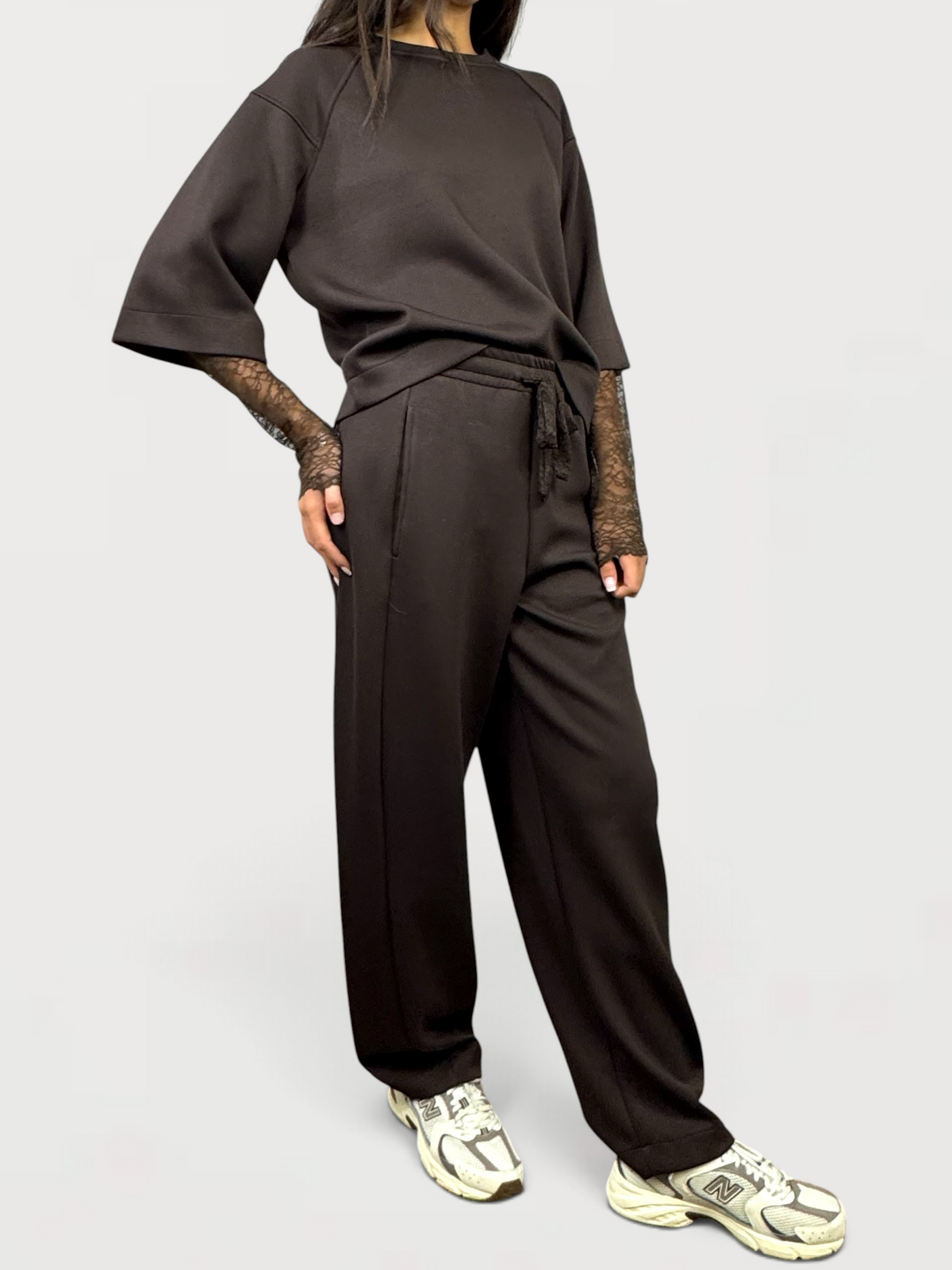 SUSY MIX COMPLETO FELPA MANICA PIZZO E PANTALONE