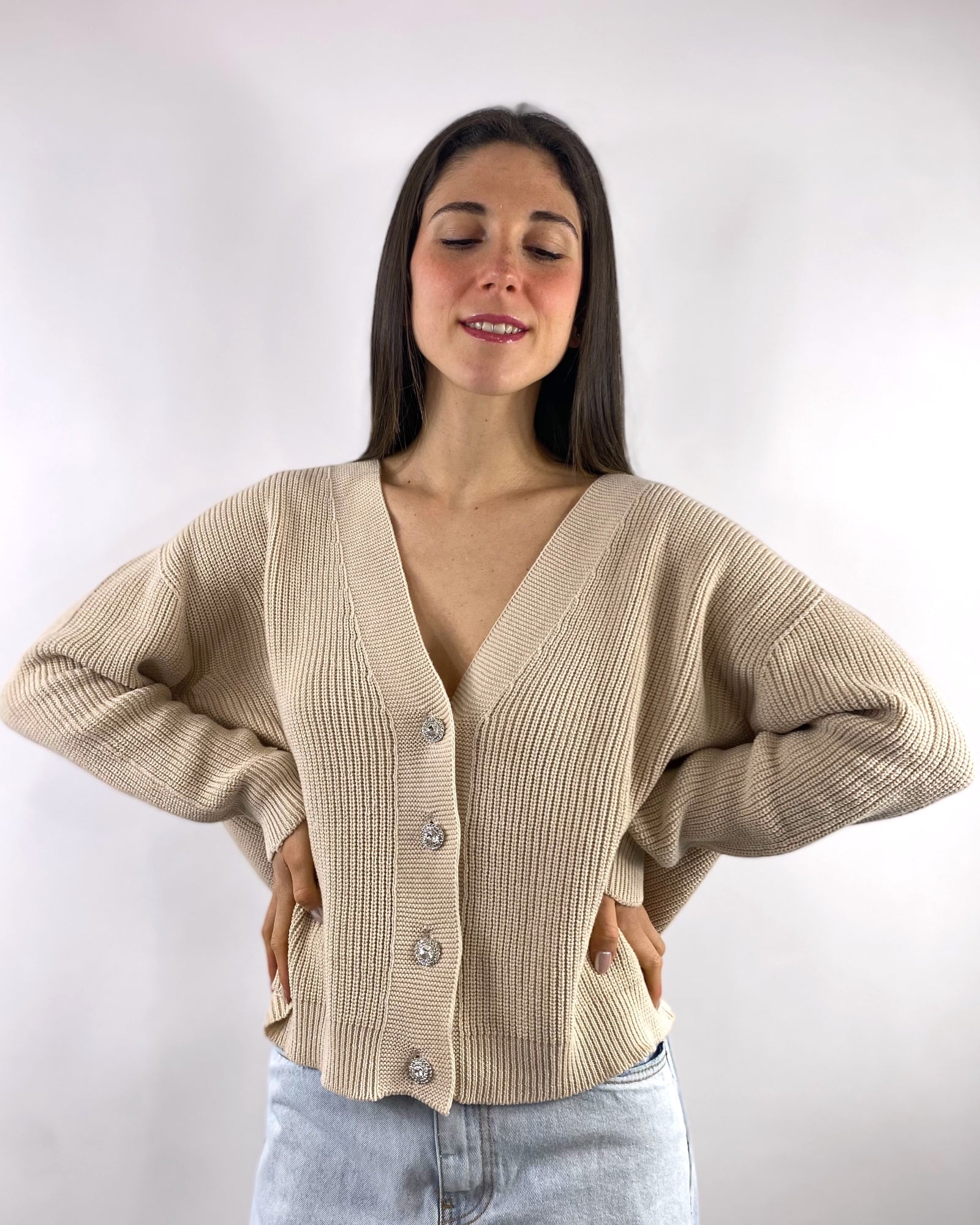 SUSY MIX CARDIGAN GIOIELLO VANIGLIA
