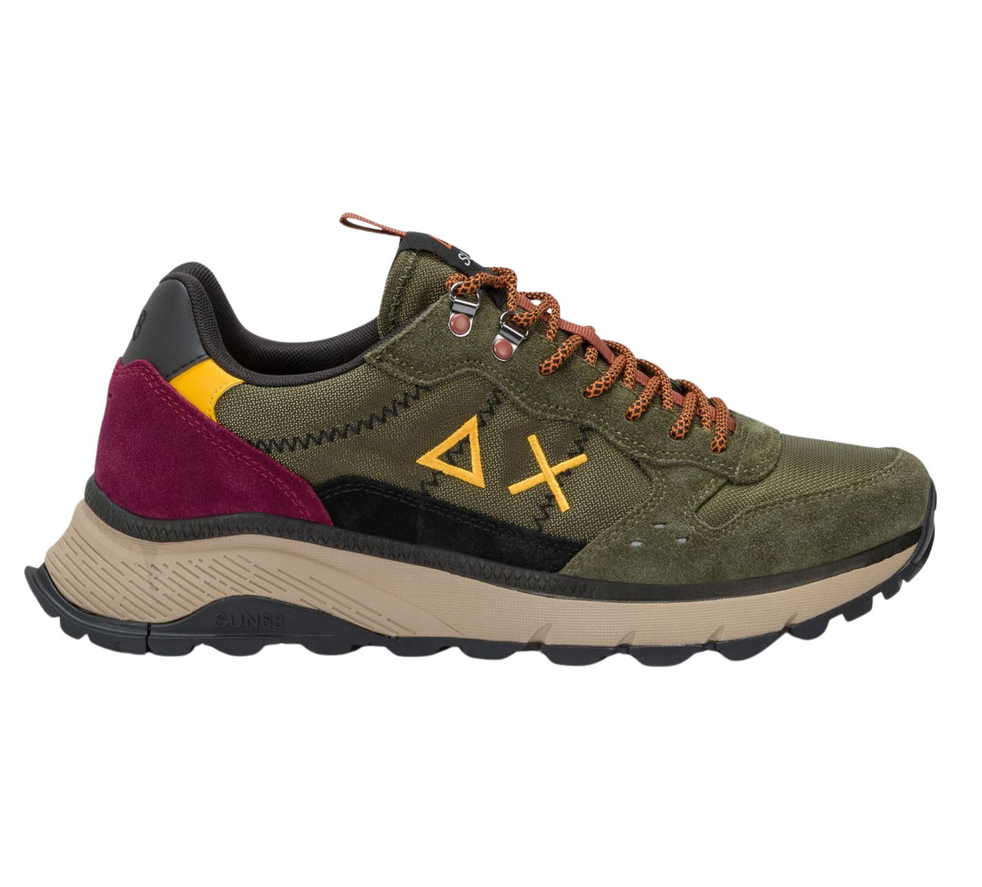 SUN68 Sneakers uomo in suede e tela militare