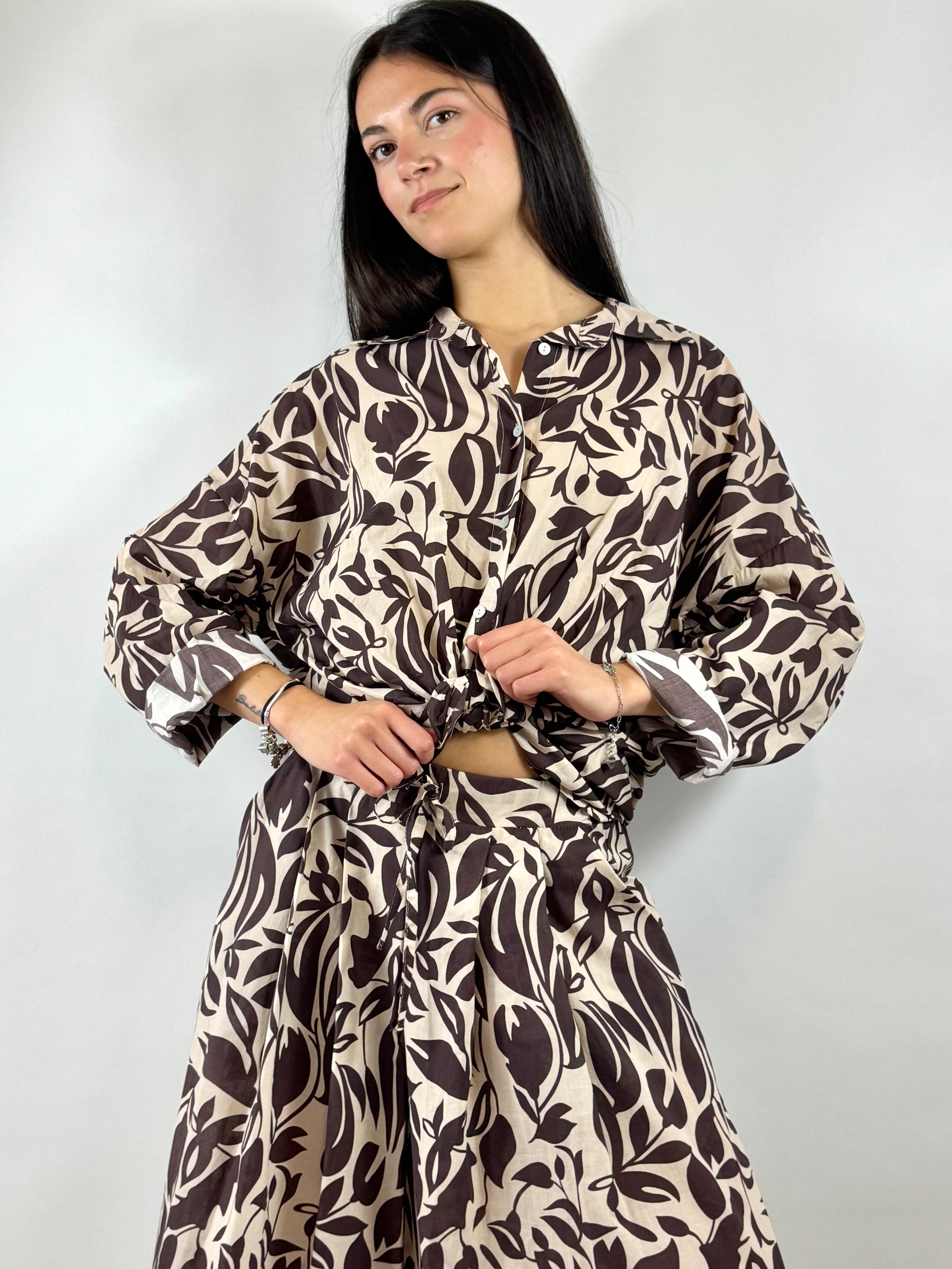 SUSY MIX CAMICIA FANTASIA MORO E BEIGE