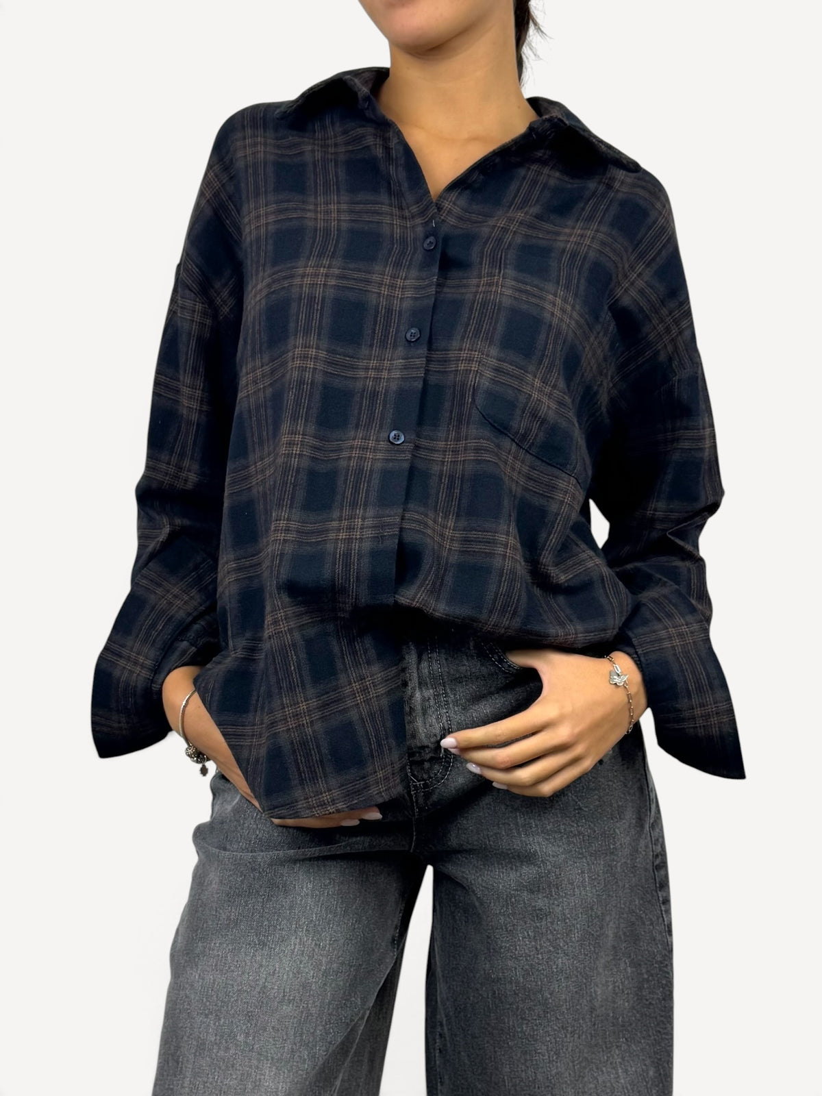 SUSY MIX CAMICIA QUADRI NERO