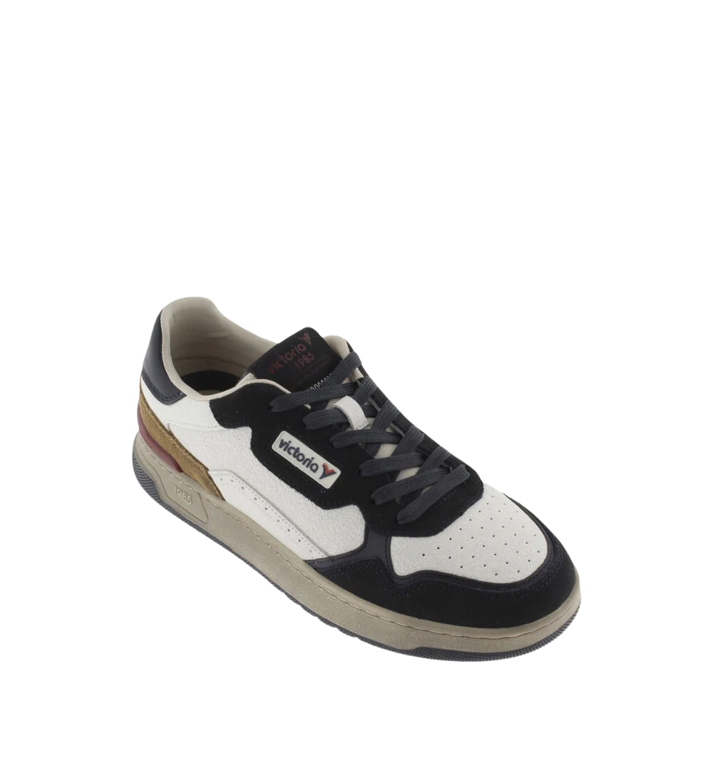 VICTORIA Sneaker uomo in pelle con inserti in suede marino