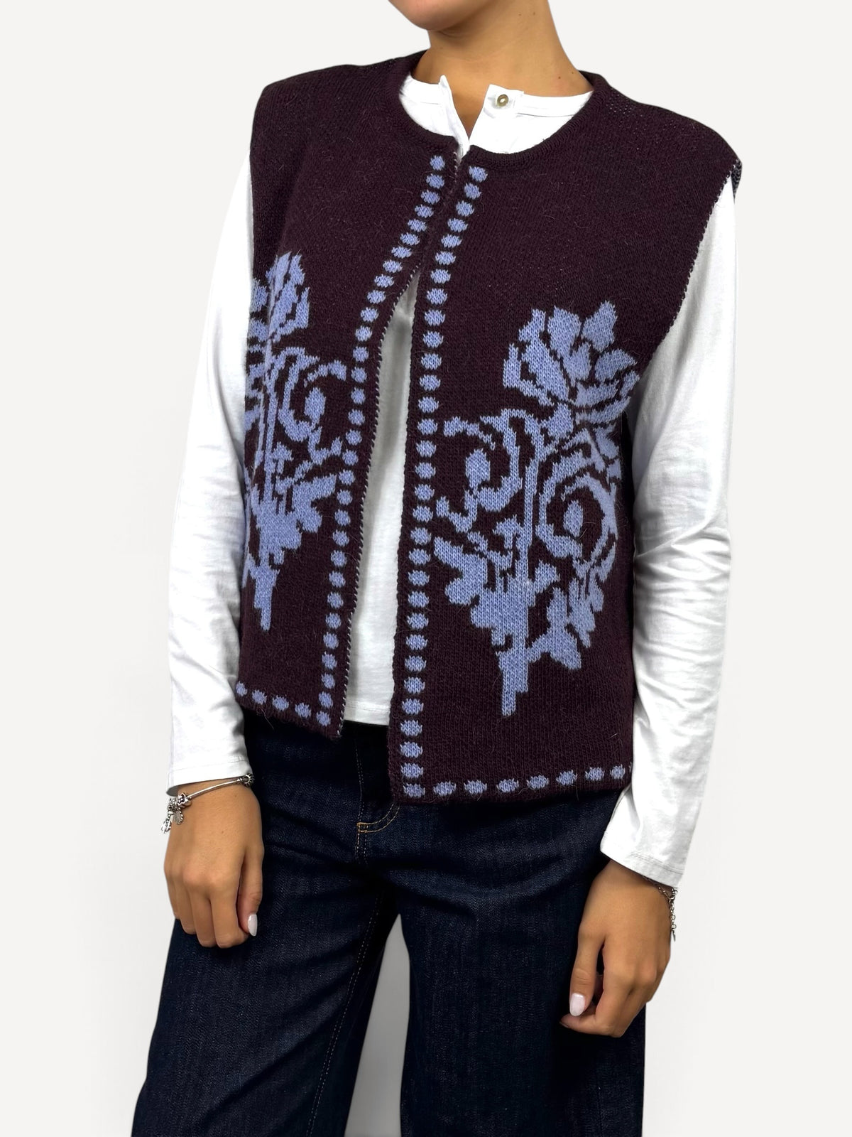 SUSY MIX GILET IN MAGLIA VINO
