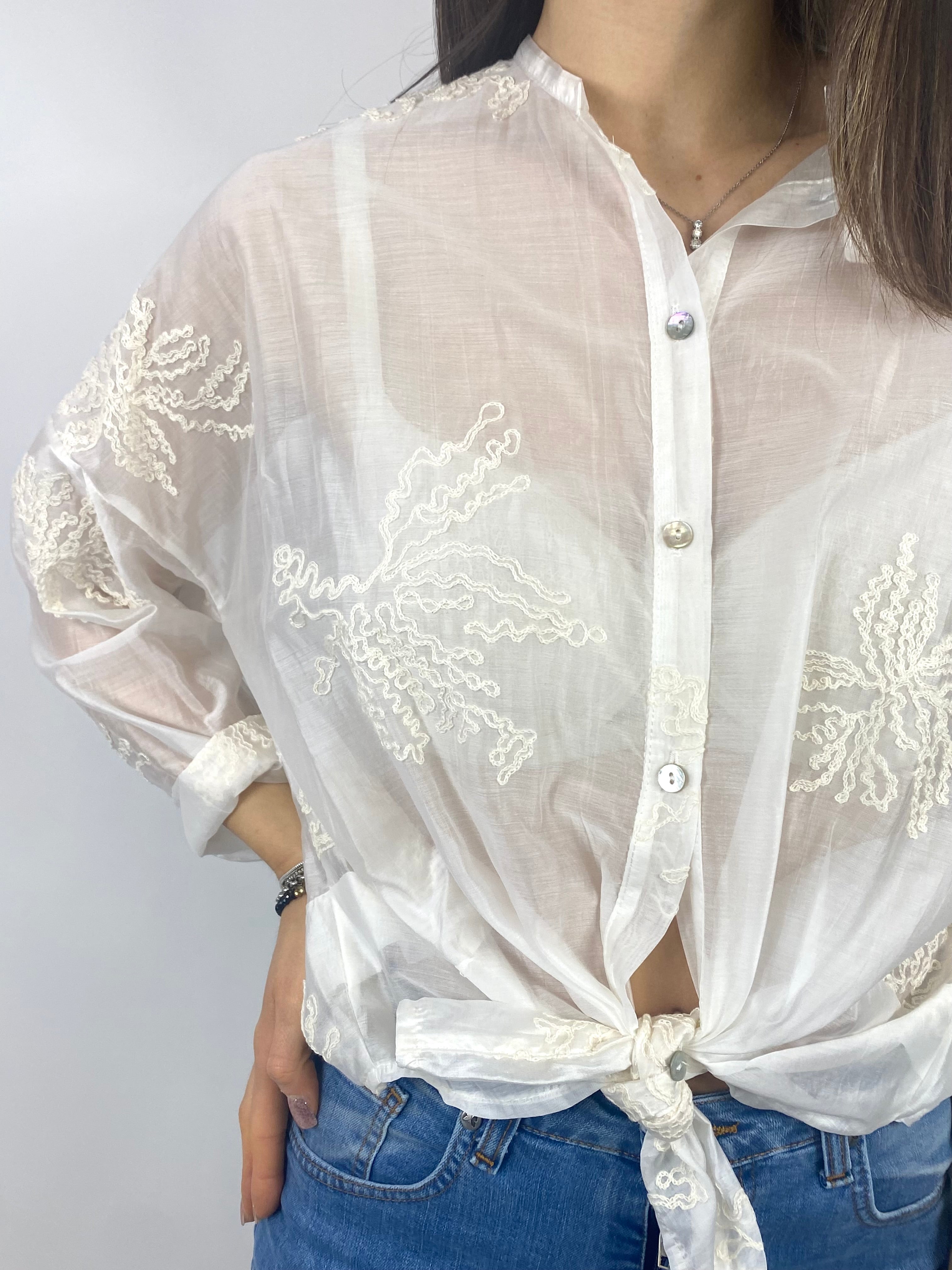 SUSY MIX CAMICIA CON RICAMI LATTE