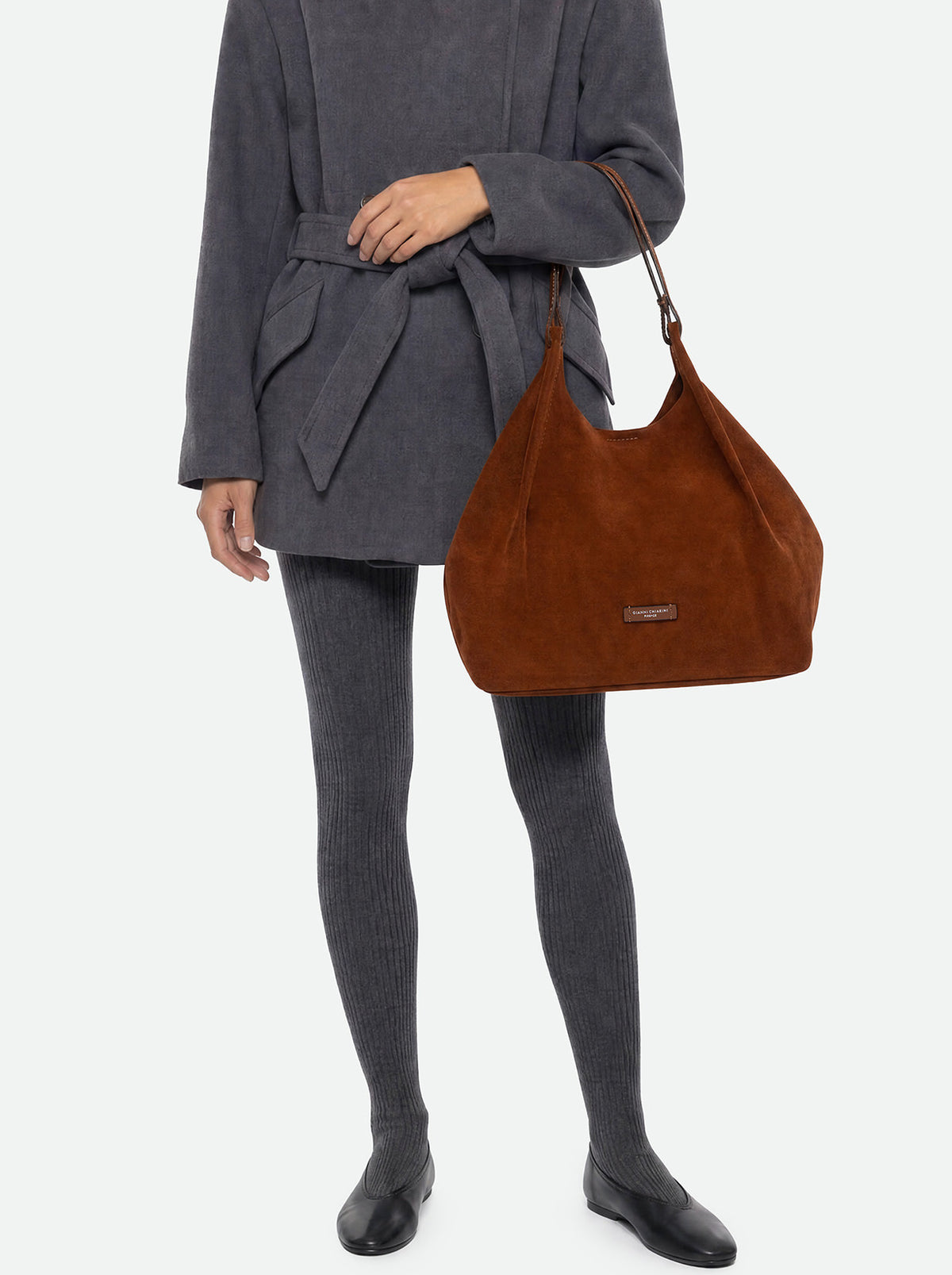 GIANNI CHIARINI BORSA A SPALLA DUA COGNAC