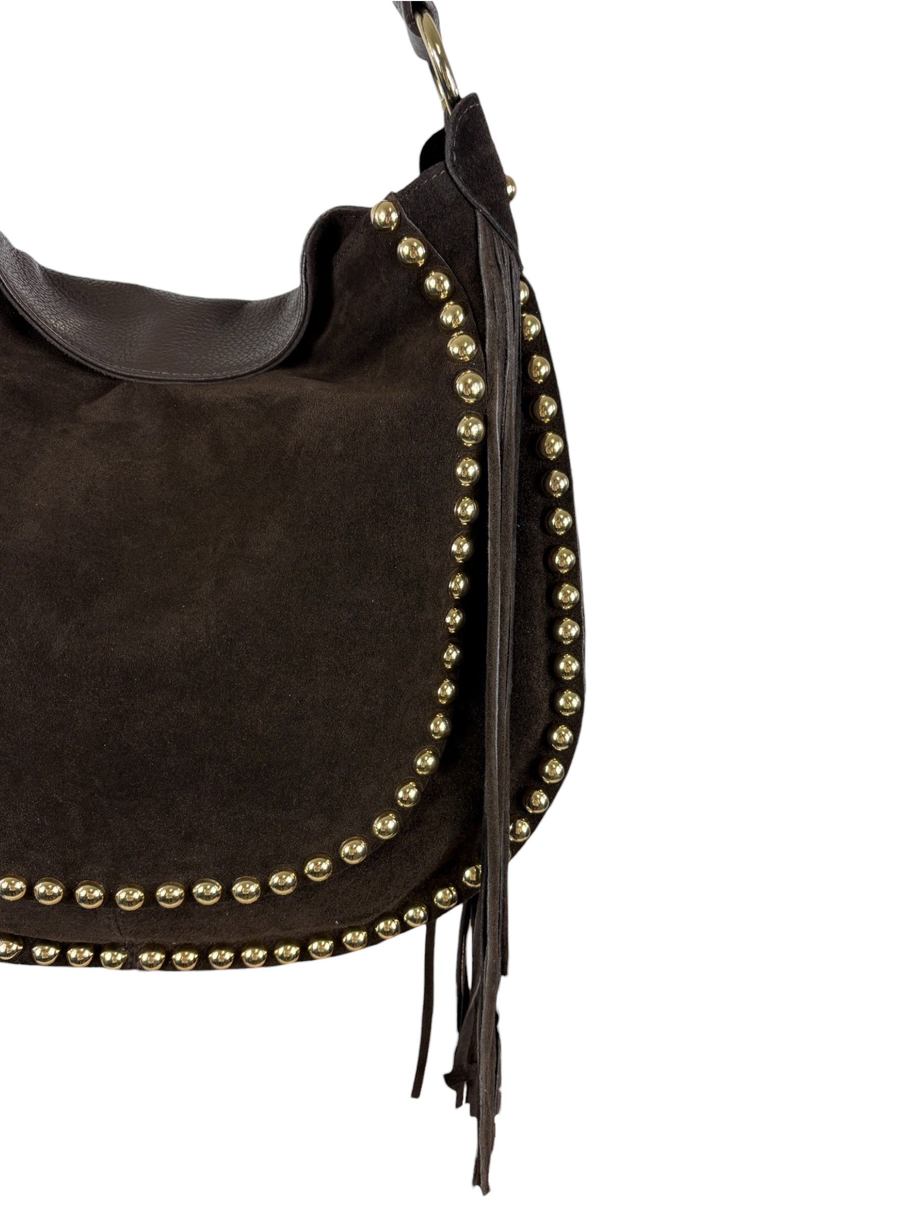 CECILE BORSA CON FRANGE E BORCHIE MORO