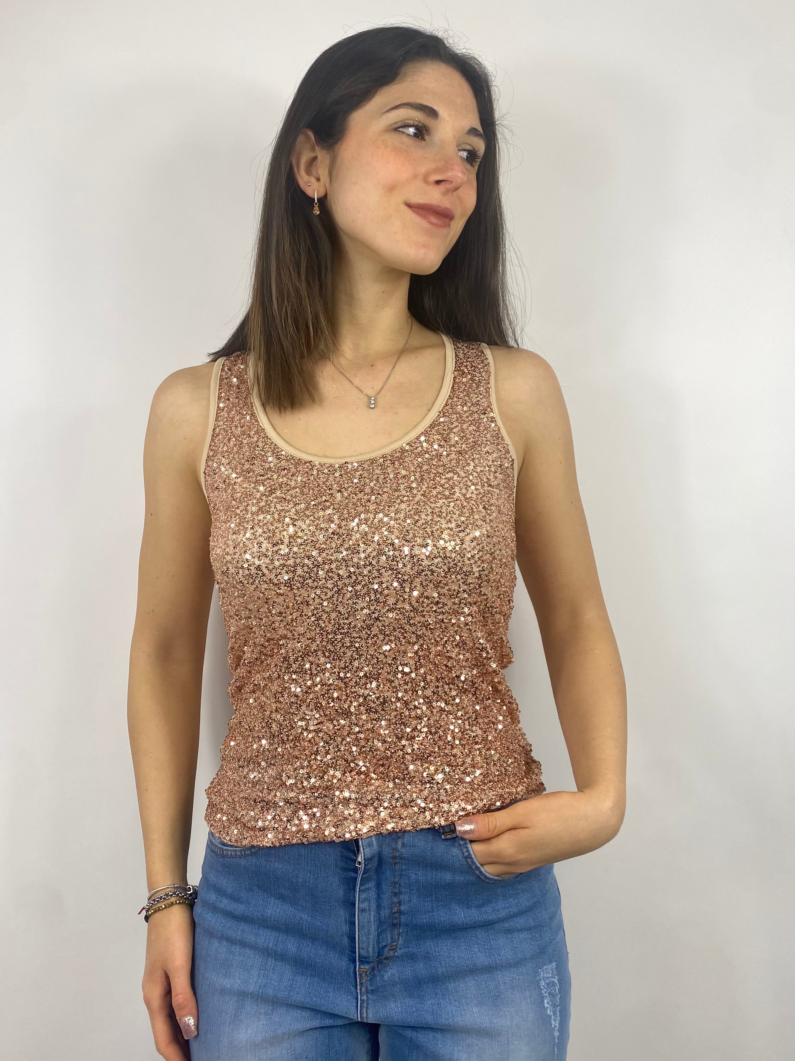 SUSY MIX TOP CON PAILLETTES ROSA