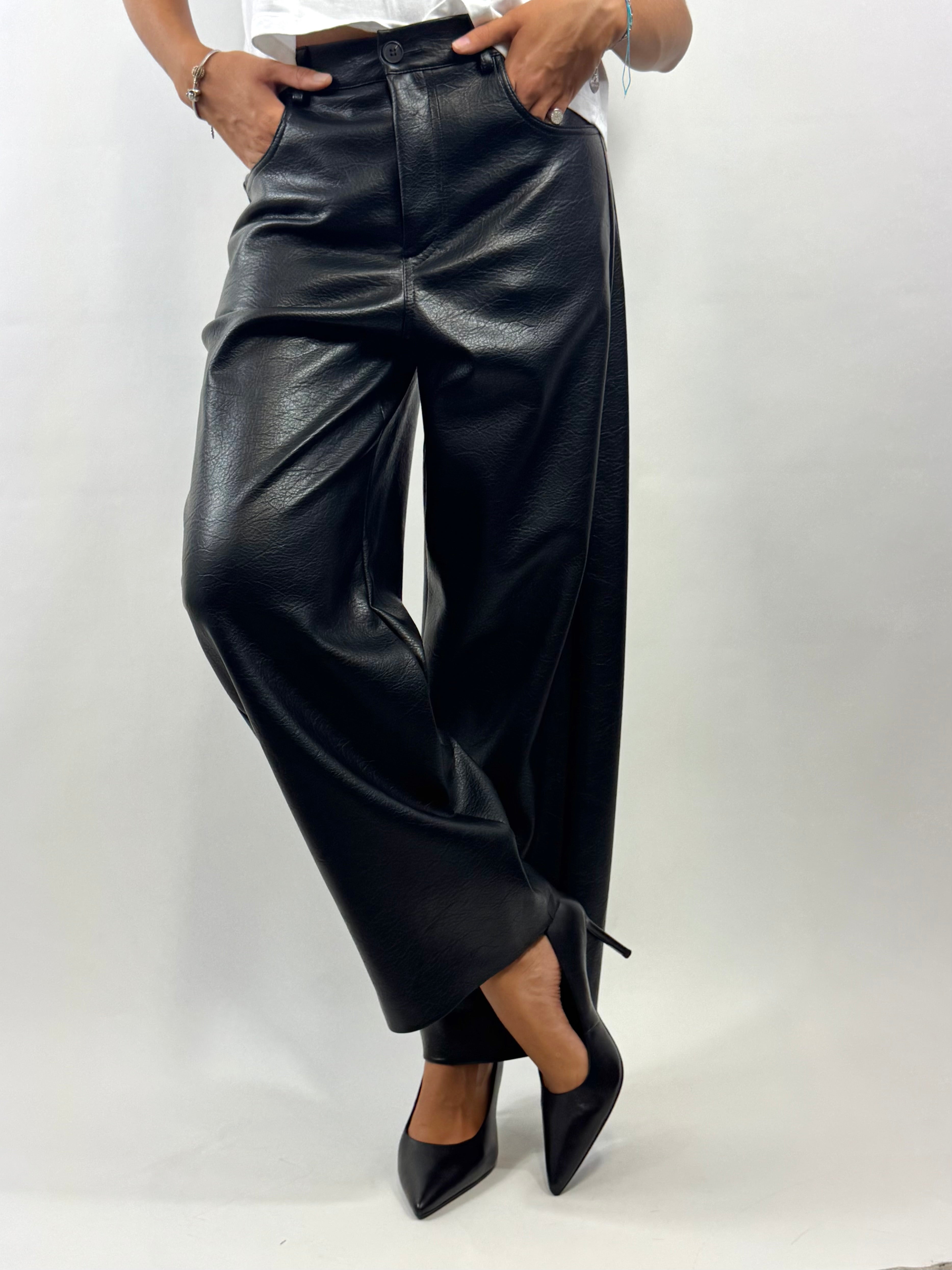 SUSY MIX PANTALONI ECOPELLE NERO