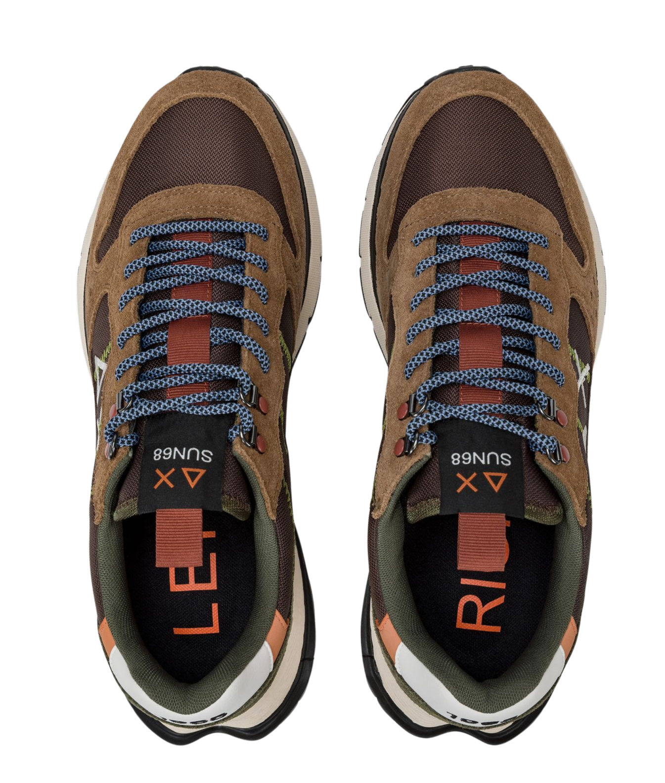 SUN68 Sneakers uomo in suede e tela marrone