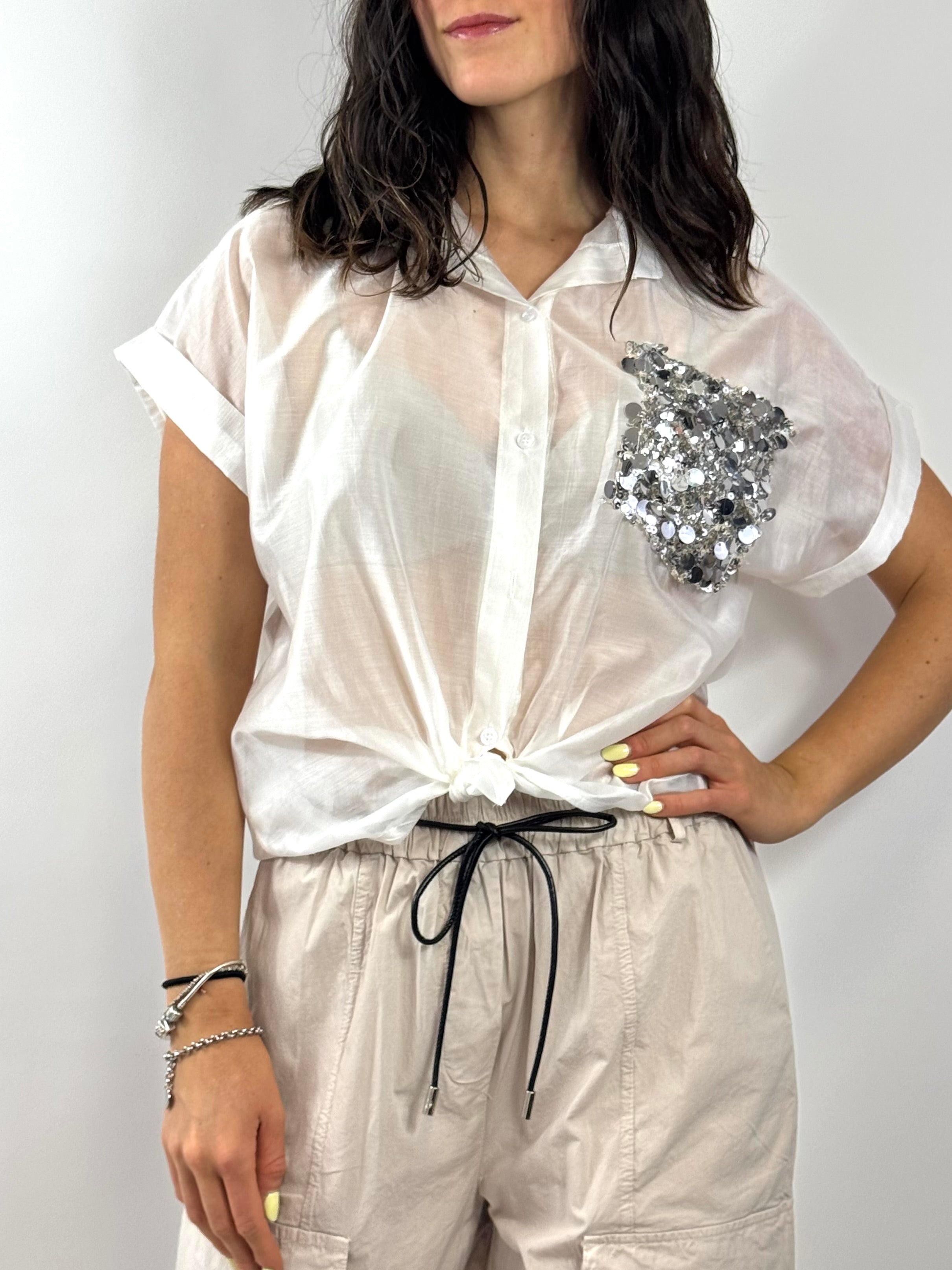 CECILE CAMICIA BIANCA TASCA STRASS