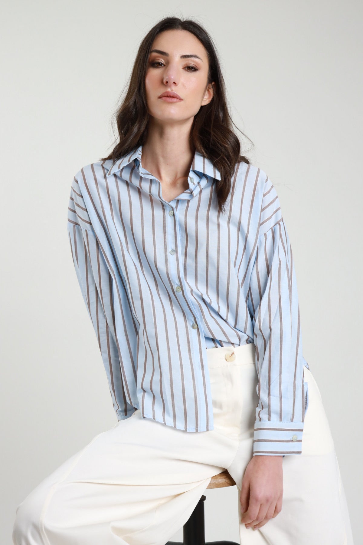 SUSY MIX CAMICIA GESSATA CELESTE