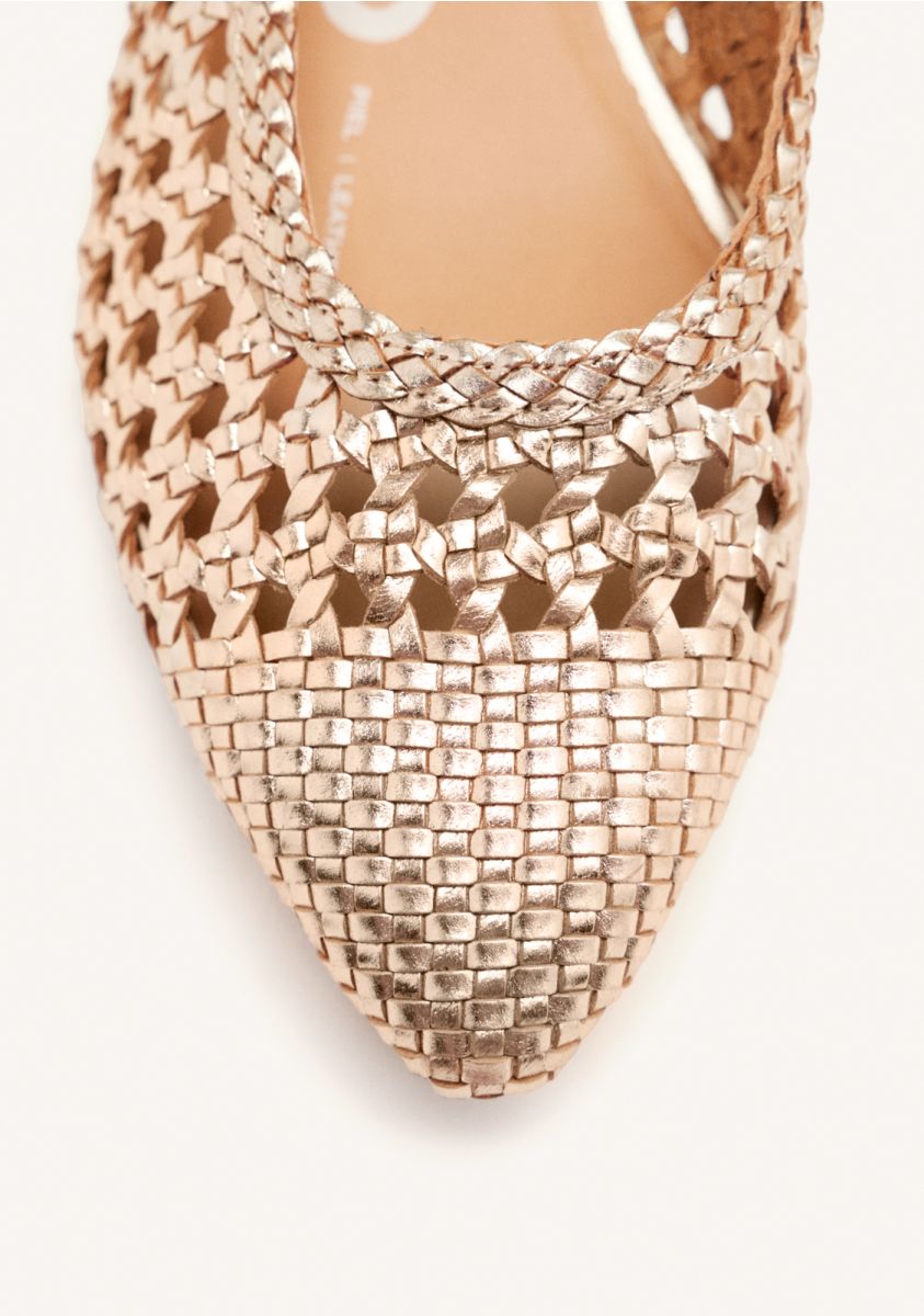 Gioseppo slingback con tacco donna in pelle intrecciata platino