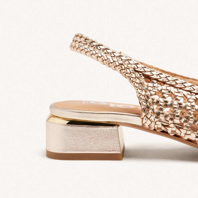 Gioseppo slingback con tacco donna in pelle intrecciata platino
