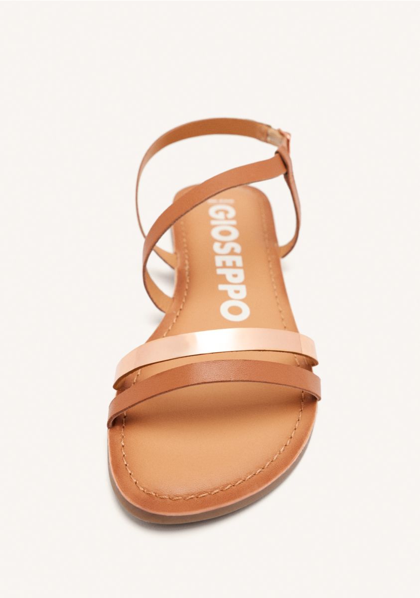 Gioseppo sandalo donna con laccetti in pelle cuoio e laminato