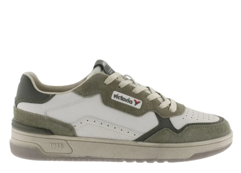 VICTORIA Sneaker uomo modello tennis materiali suede pella crack kaki