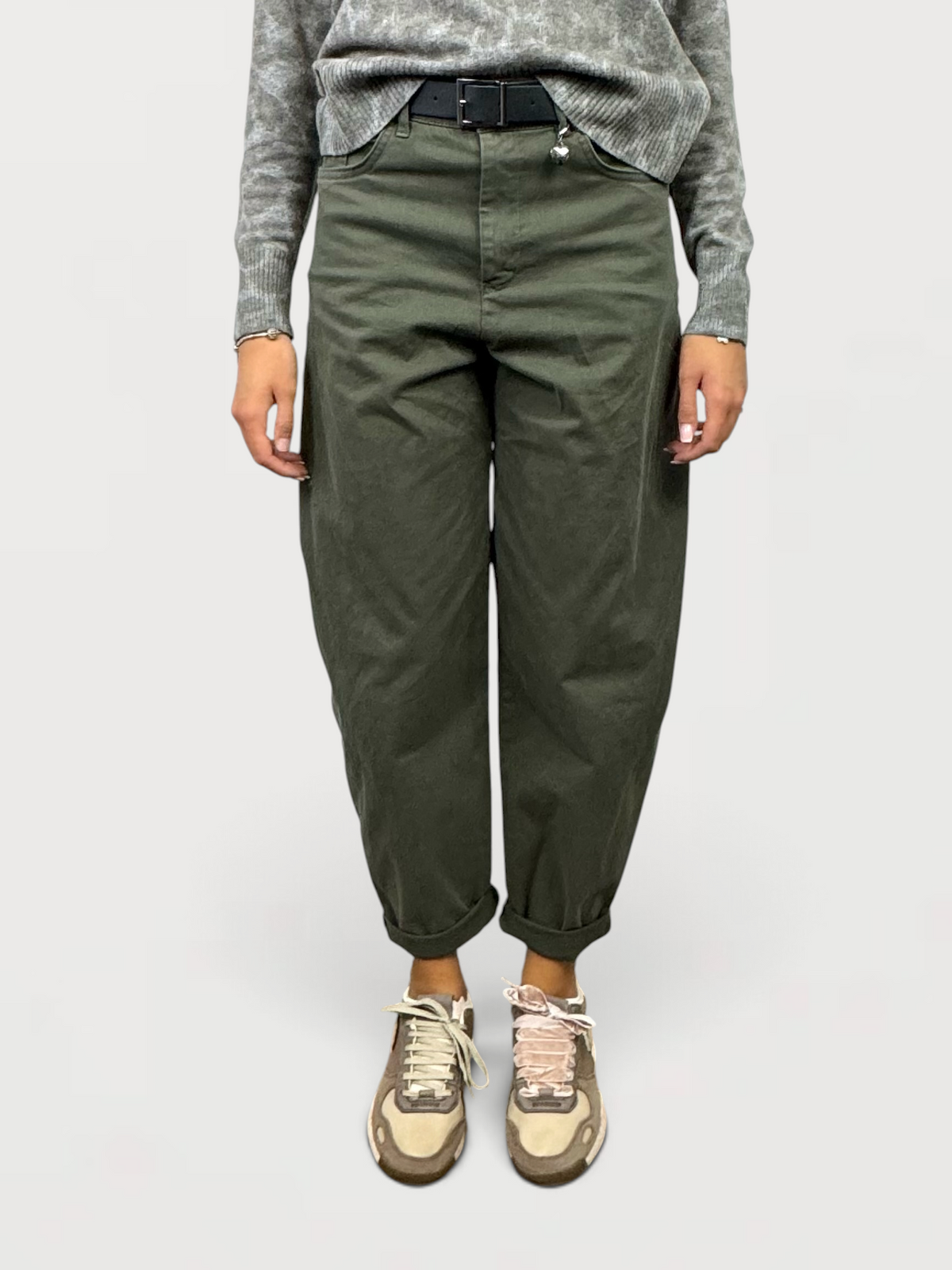SUSY MIX PANTALONE CUORICINO CON CINTURA MILITARE