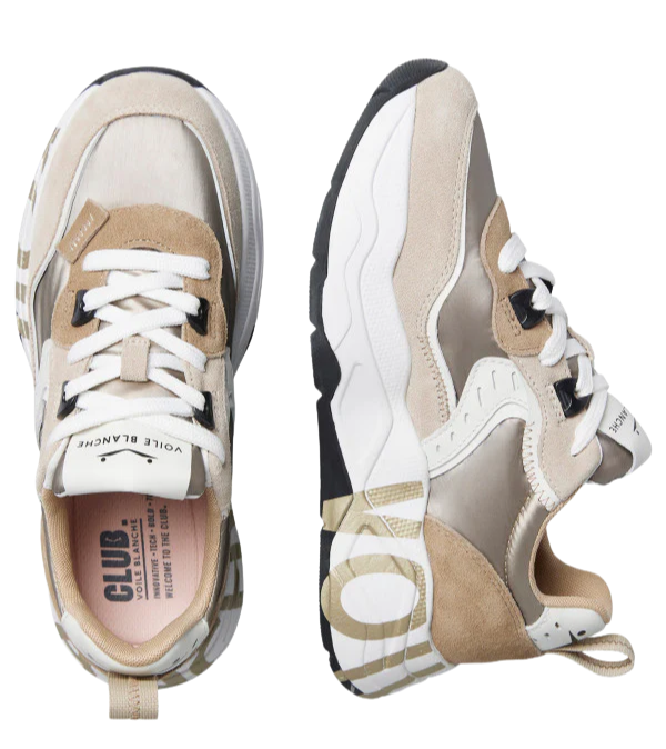 VOILE BLANCHE Sneaker donna nylon e dettagli pelle beige