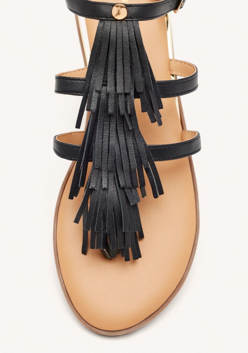 Gioseppo sandalo donna con frange in pelle nero