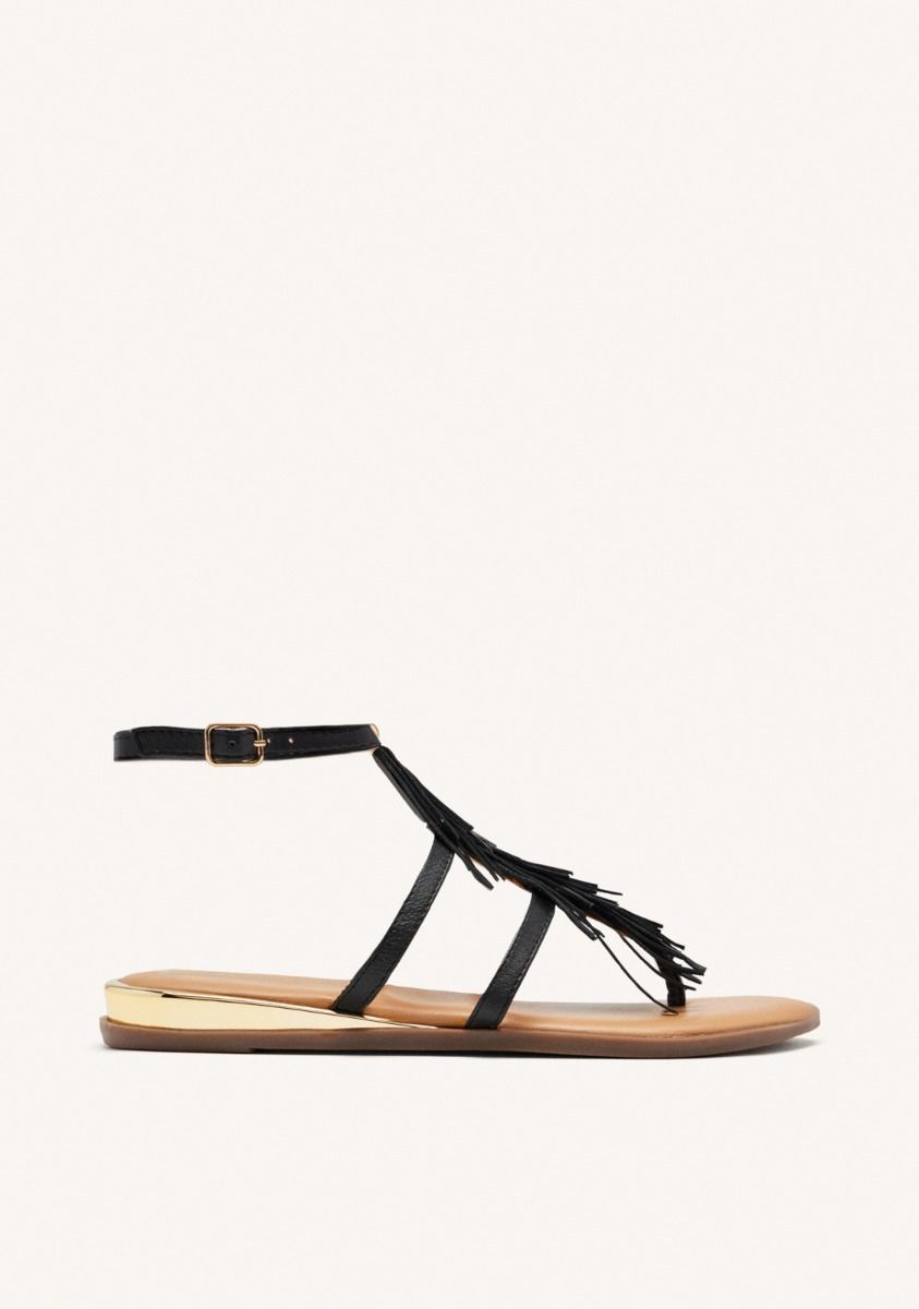 Gioseppo sandalo donna con frange in pelle nero