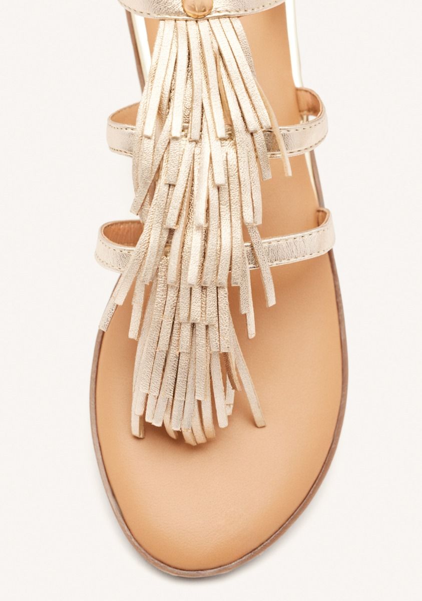 Gioseppo sandalo donna con frange in pelle laminata platino