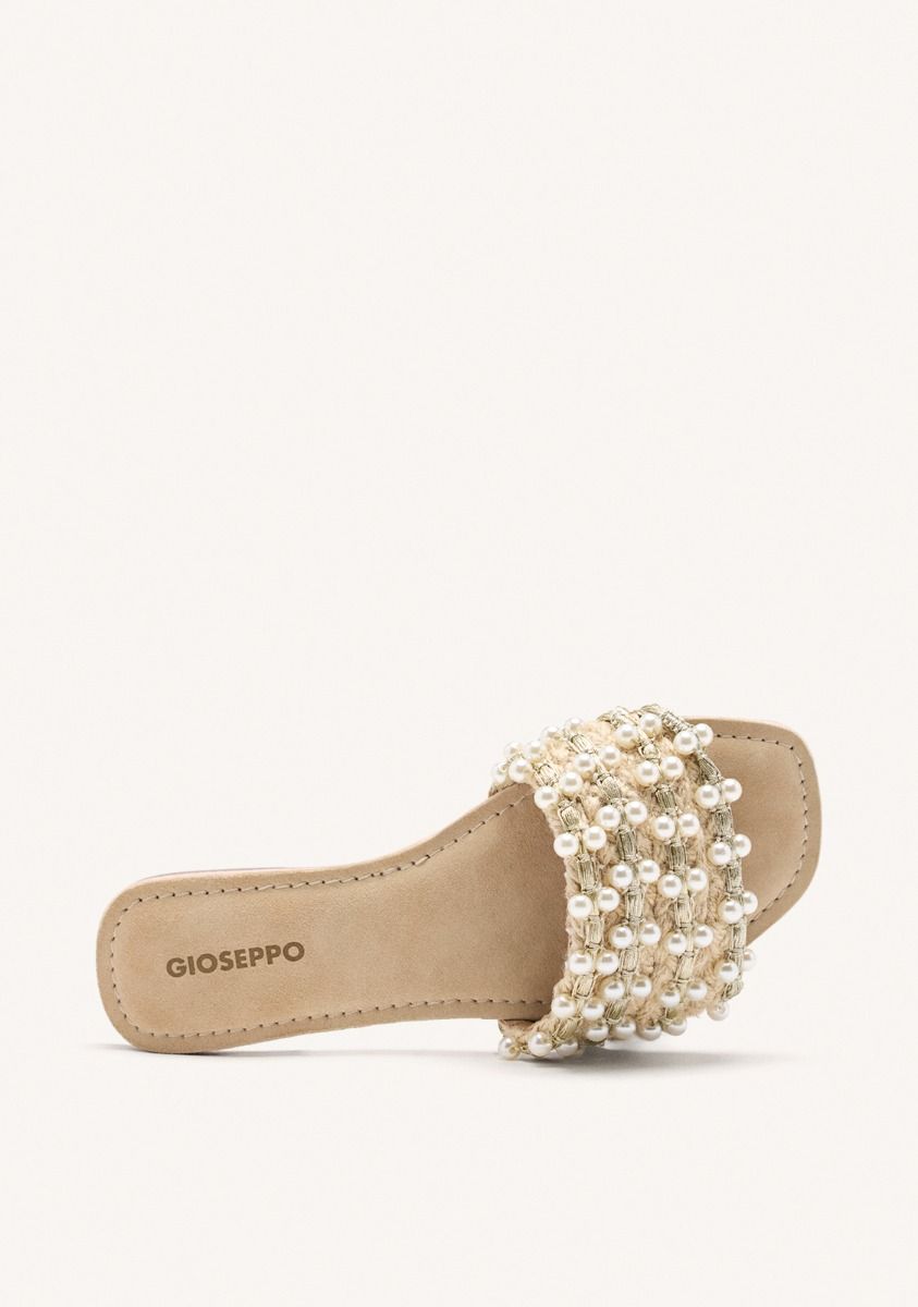 Gioseppo ciabatta donna con tomaia in corda e ricami con perle