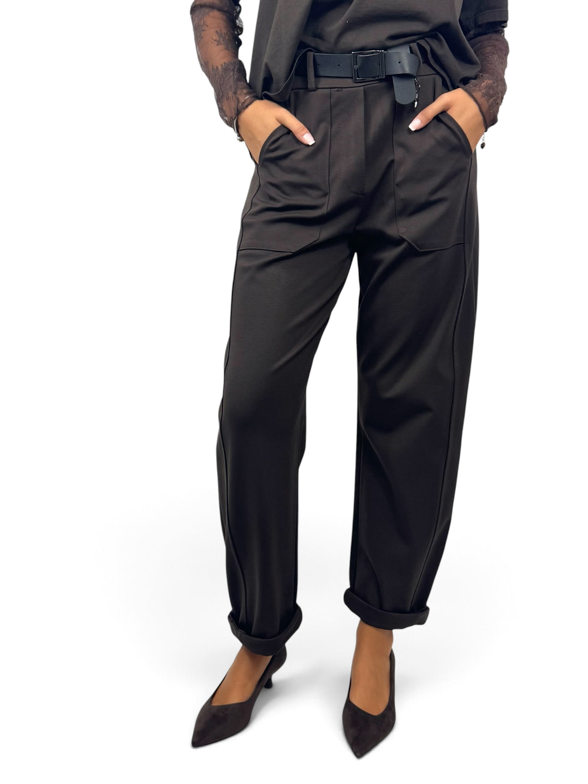 SUSY MIX PANTALONE MORO CON CINTURA
