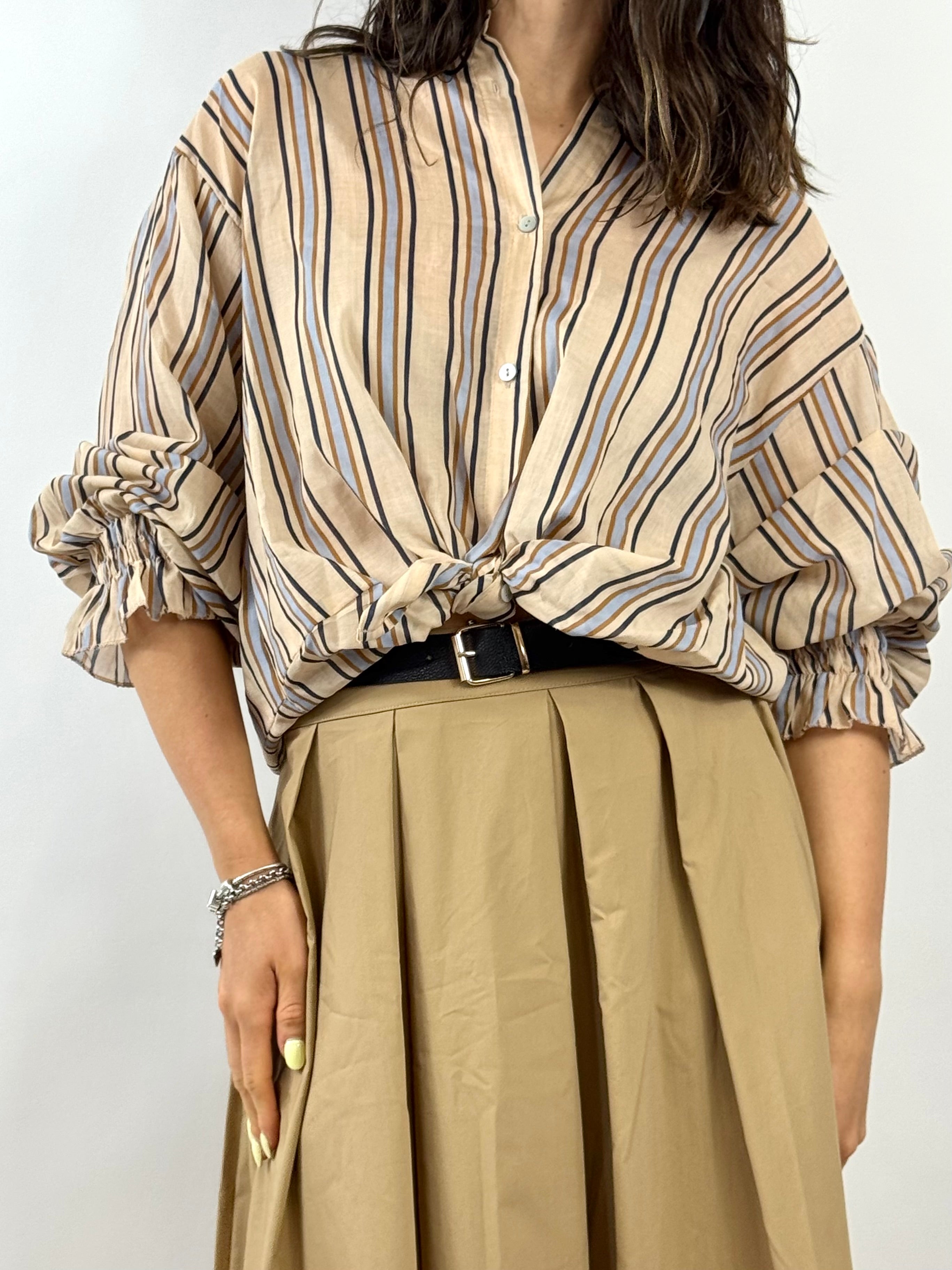 SUSYMIX CAMICIA GESSATA BEIGE