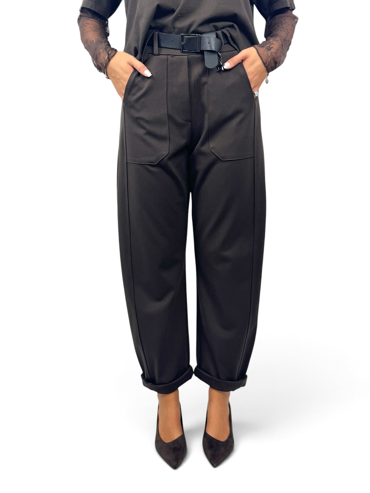 SUSY MIX PANTALONE MORO CON CINTURA