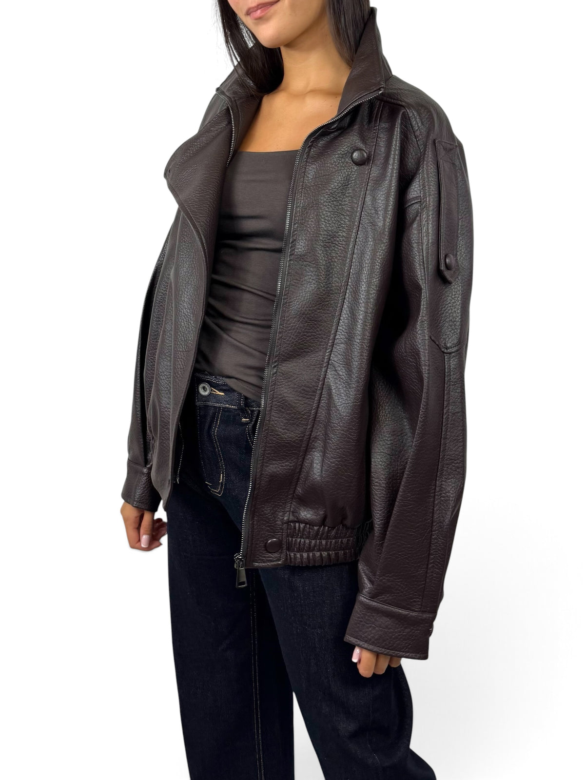 CECILE GIUBBOTTO BOMBER IN SIMILPELLE TESTA DI MORO
