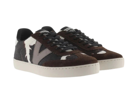 VICTORIA Sneaker donna in eco mucca e suede marrone