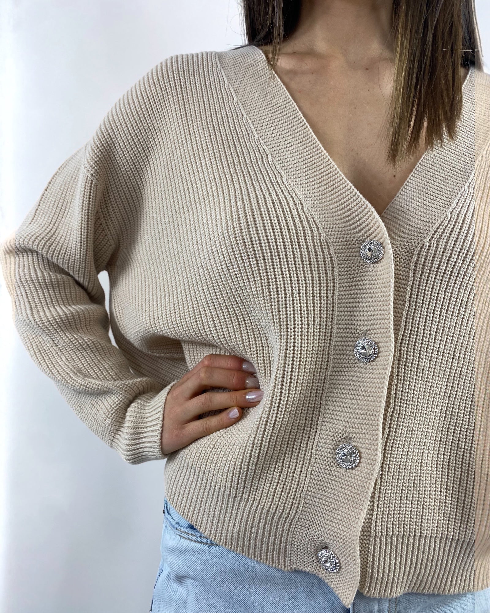 SUSY MIX CARDIGAN GIOIELLO VANIGLIA
