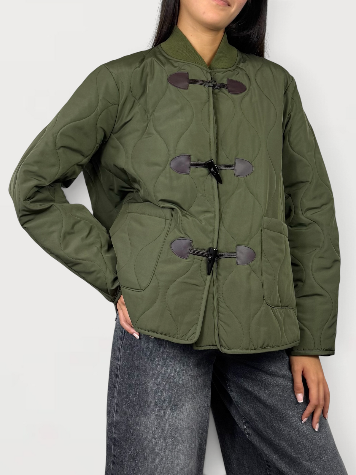 SUSY MIX BOMBER TRAPUNTATO ALAMARI MILITARE