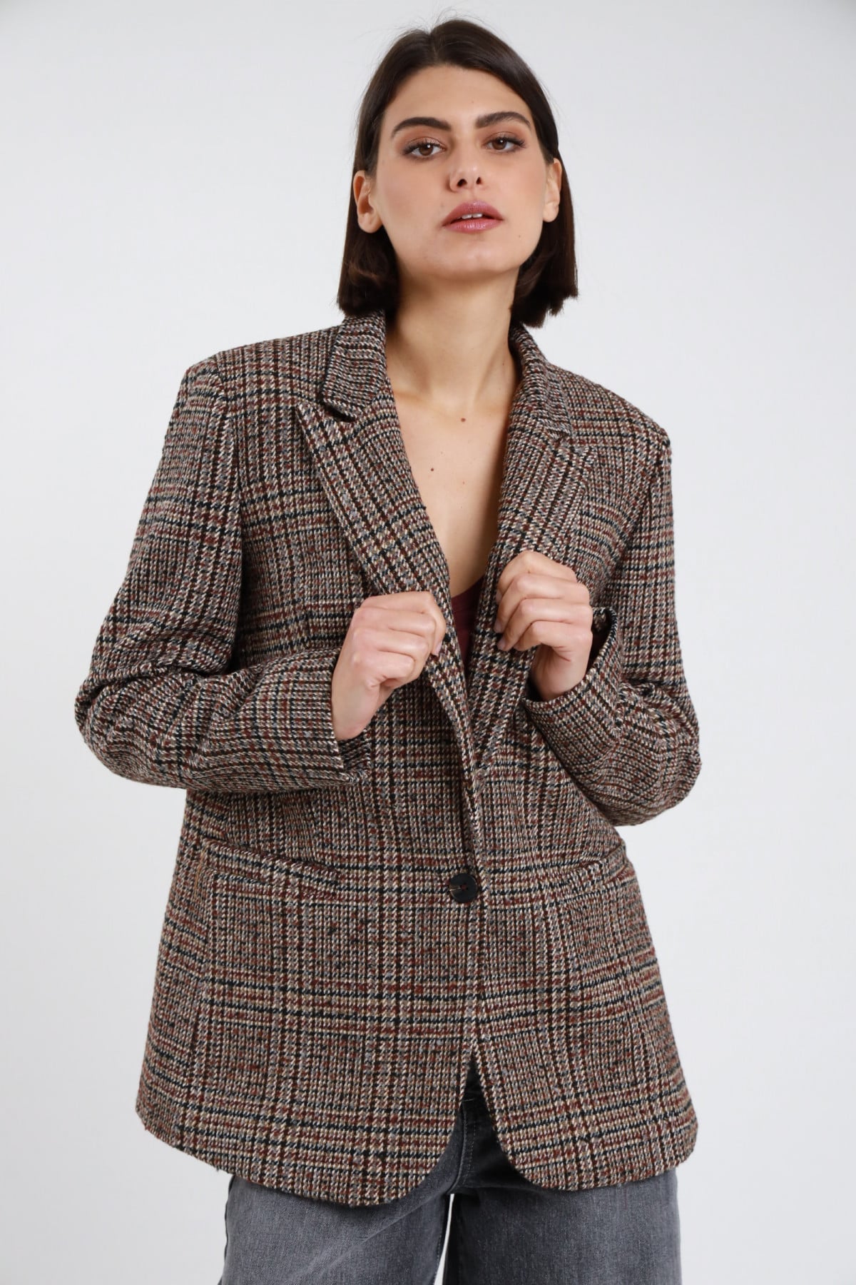 SUSY MIX BLAZER PIED DE POULE VINO