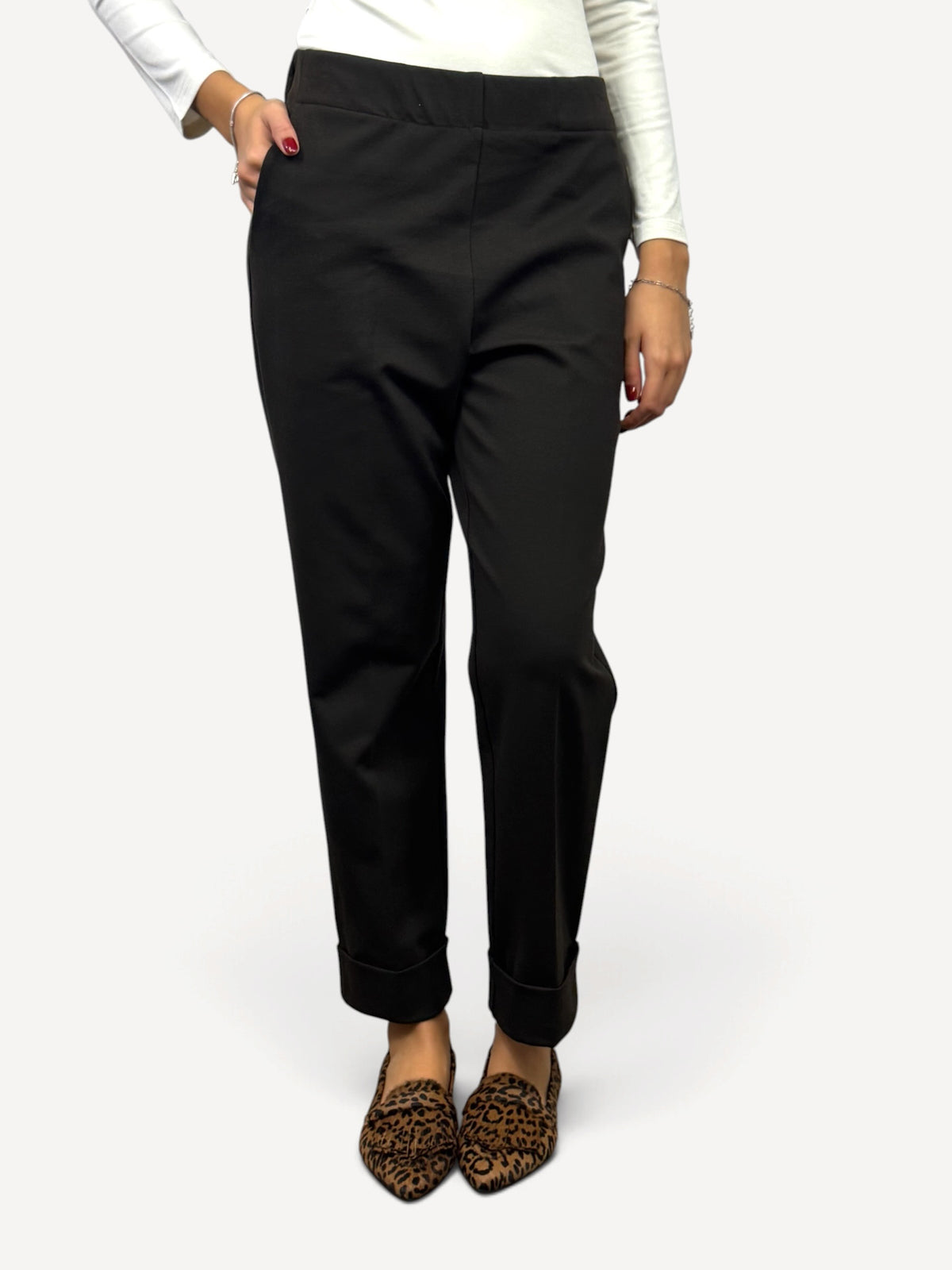 SUSY MIX PANTALONE TESSUTO PUNTO MILANO MORO