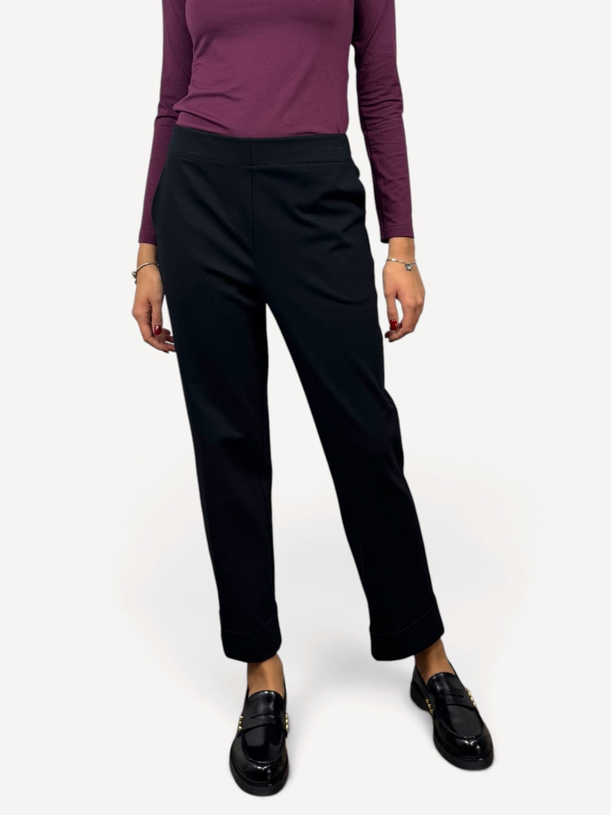 SUSY MIX PANTALONE TESSUTO PUNTO MILANO NERO